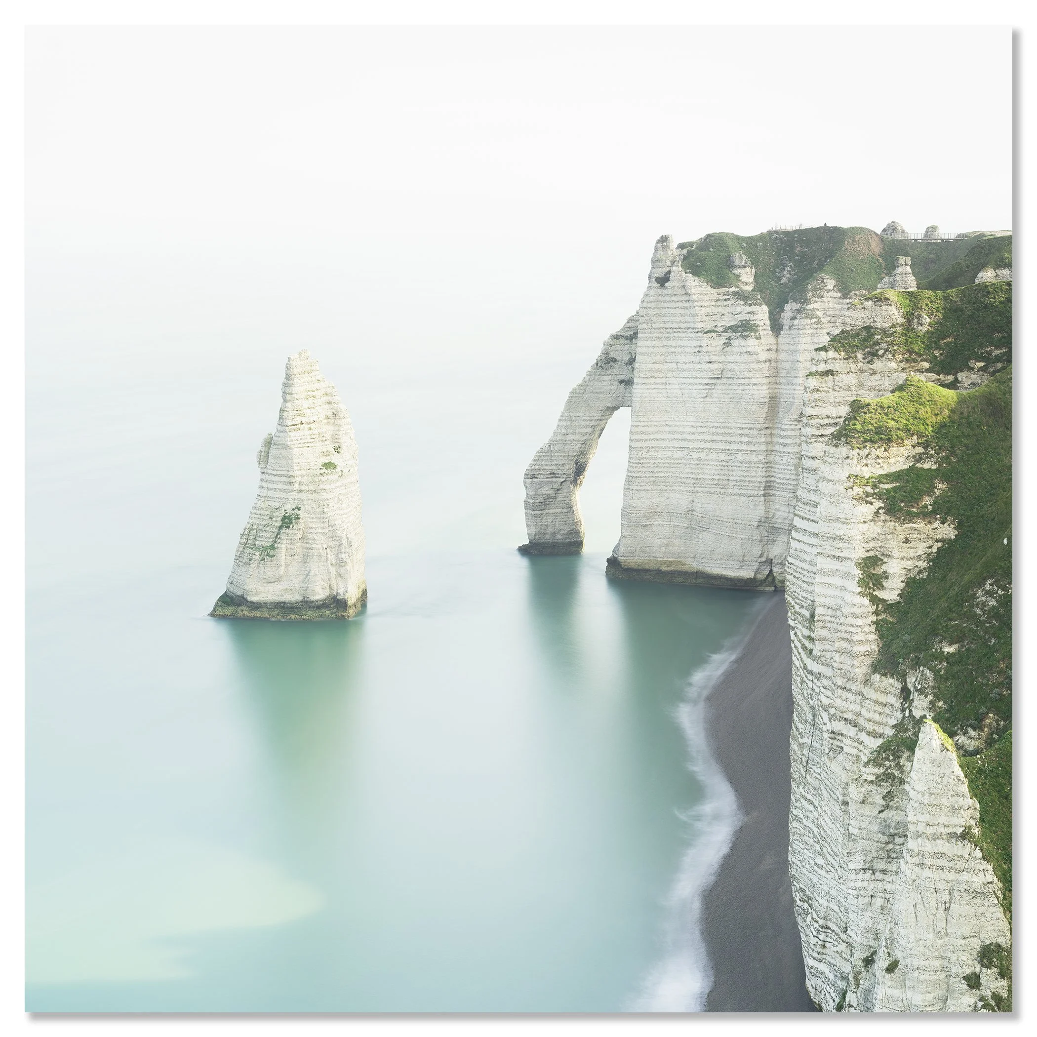 Frameless Dibond-mounted colour photo print of The White Cliffs of Étretat, Study 1