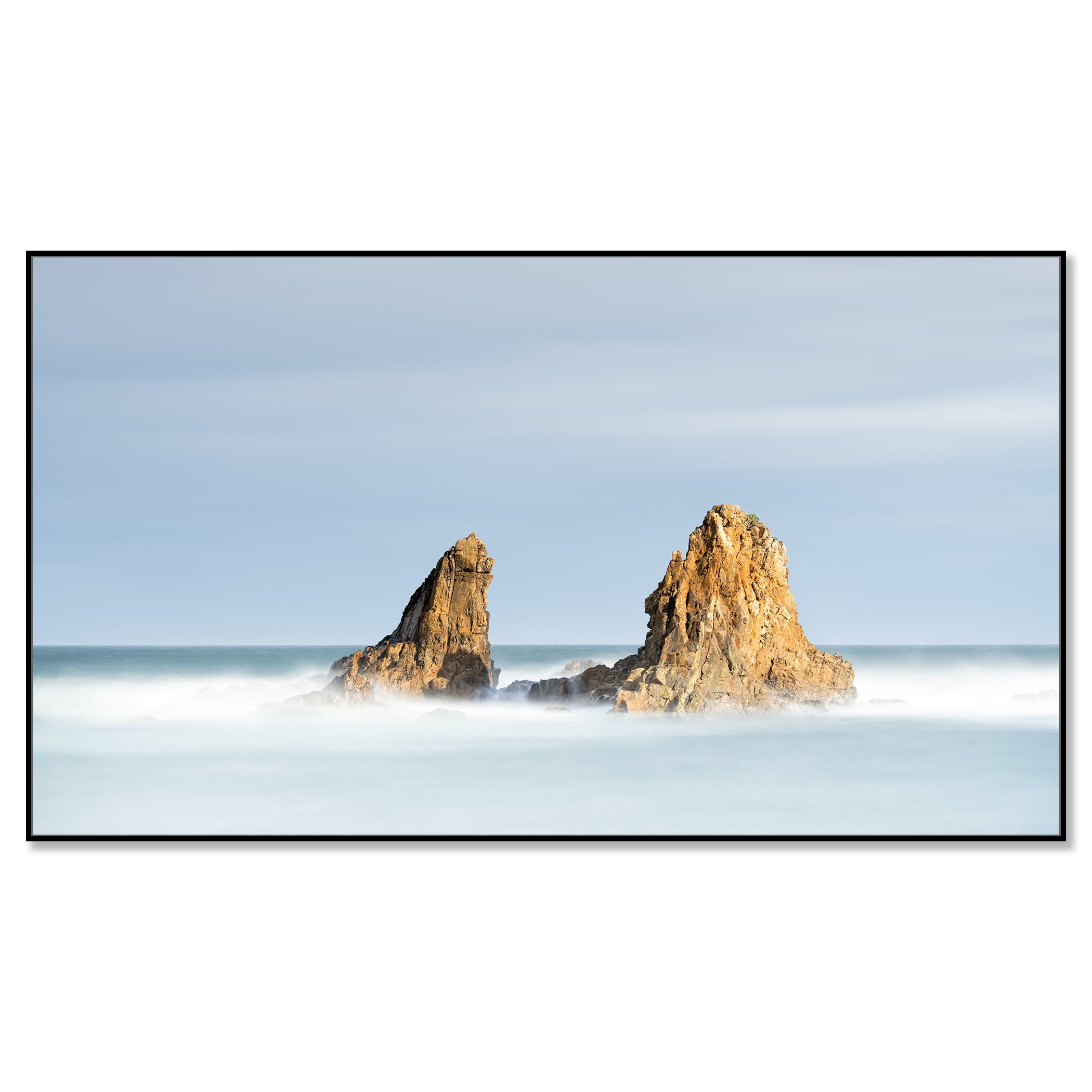 Little Rock Island Panorama Study 1, Spain, colour photograph in a black aluminium ArtBox frame