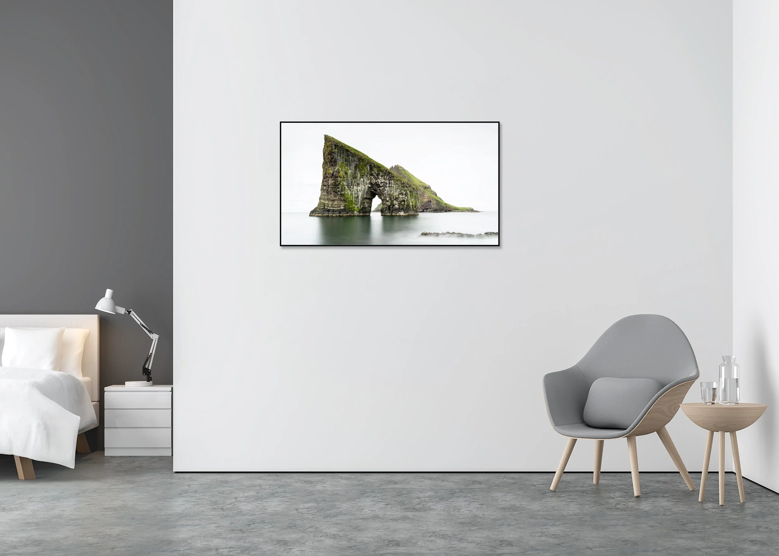 Drangarnir Sea Arch Study 2 – Faroe Islands, colour fine art photo print mounted to Dibond in an aluminium ArtBoxDrangarnir Sea Arch Study 2 – Faroe Islands, black-and-white fine art photo print mounted to Dibond in an aluminium ArtBox