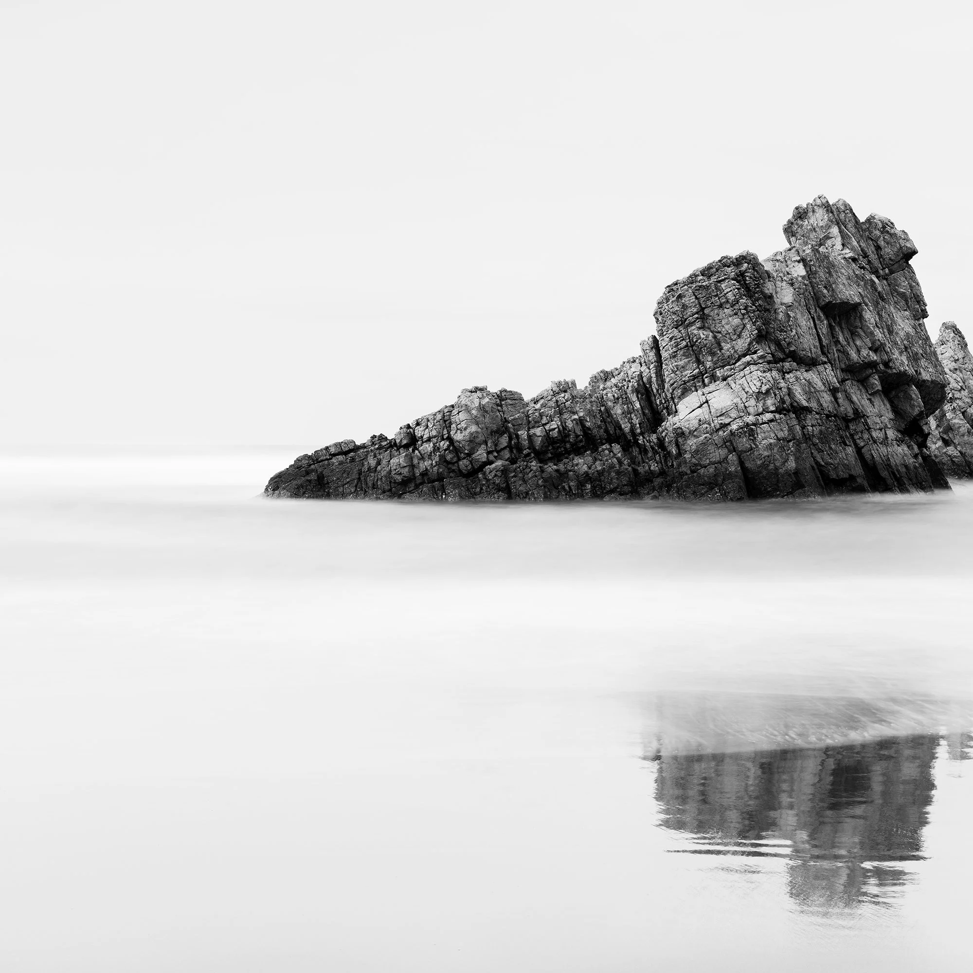Close-up of Rock on the Beach, Study 1 – black-and-white fine art photograph by Gerald Berghammer.