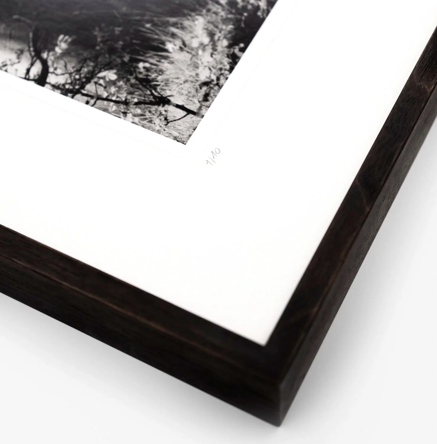 Gerald Berghammer – The Dark Hedges Study 3, close-up of the artist's handwritten signature and date on the natural-white archival mount.