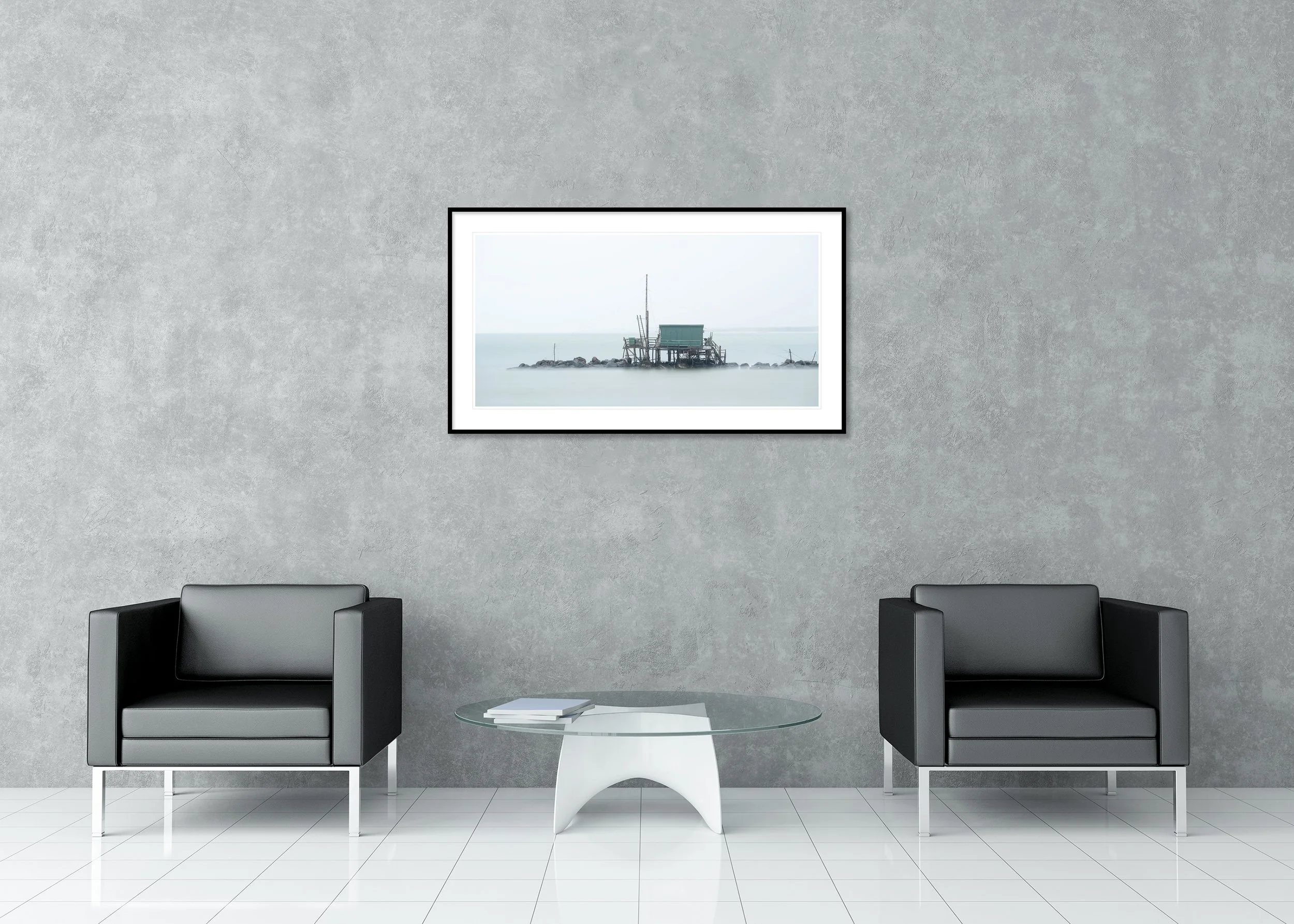 Retoni, Study 1 – archival pigment print in an aluminium frame with a white mount, displayed in a modern interior.