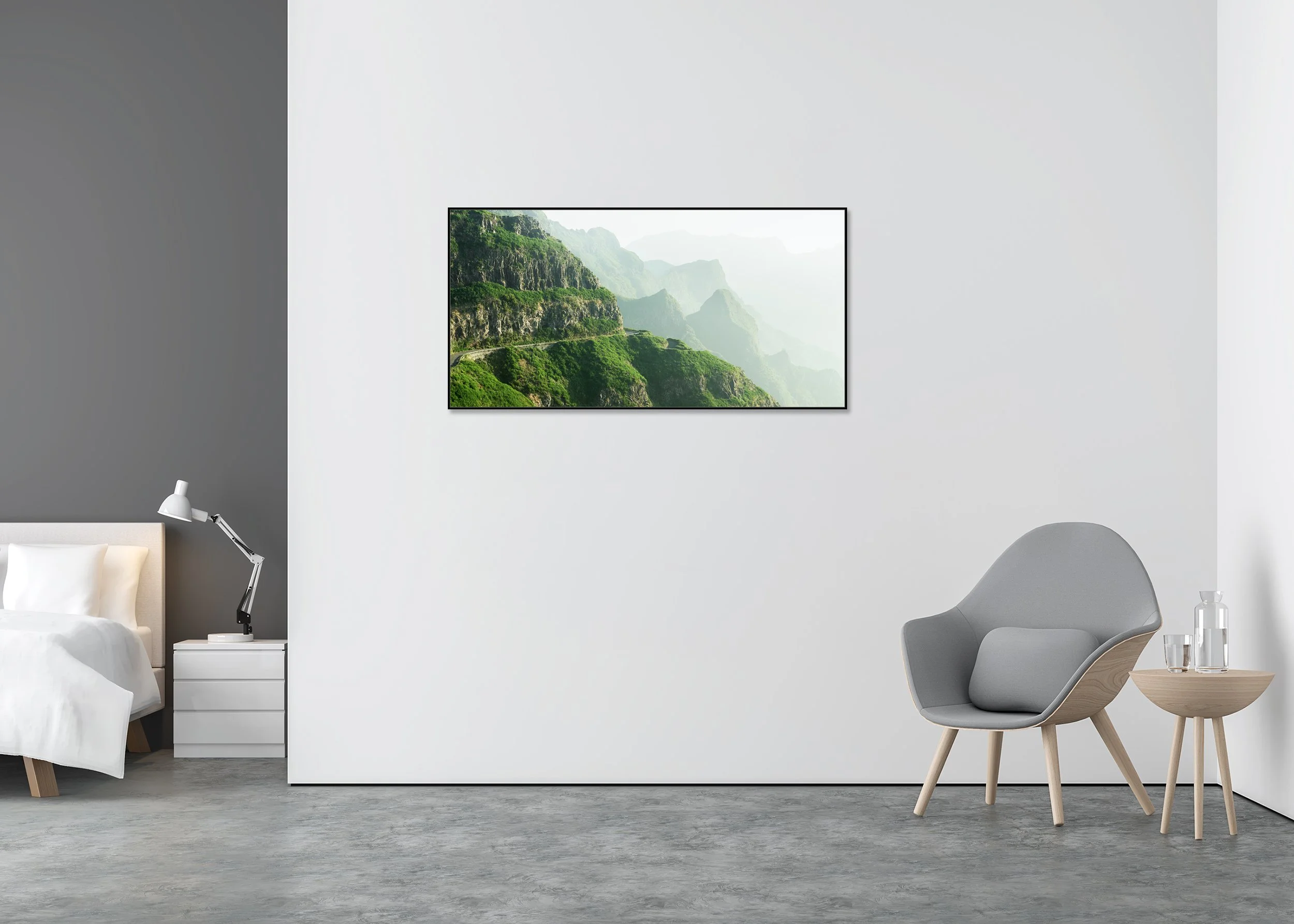 Green Hills in Morning Light, Study 1 colour photograph mounted on Dibond in an aluminium ArtBox frame