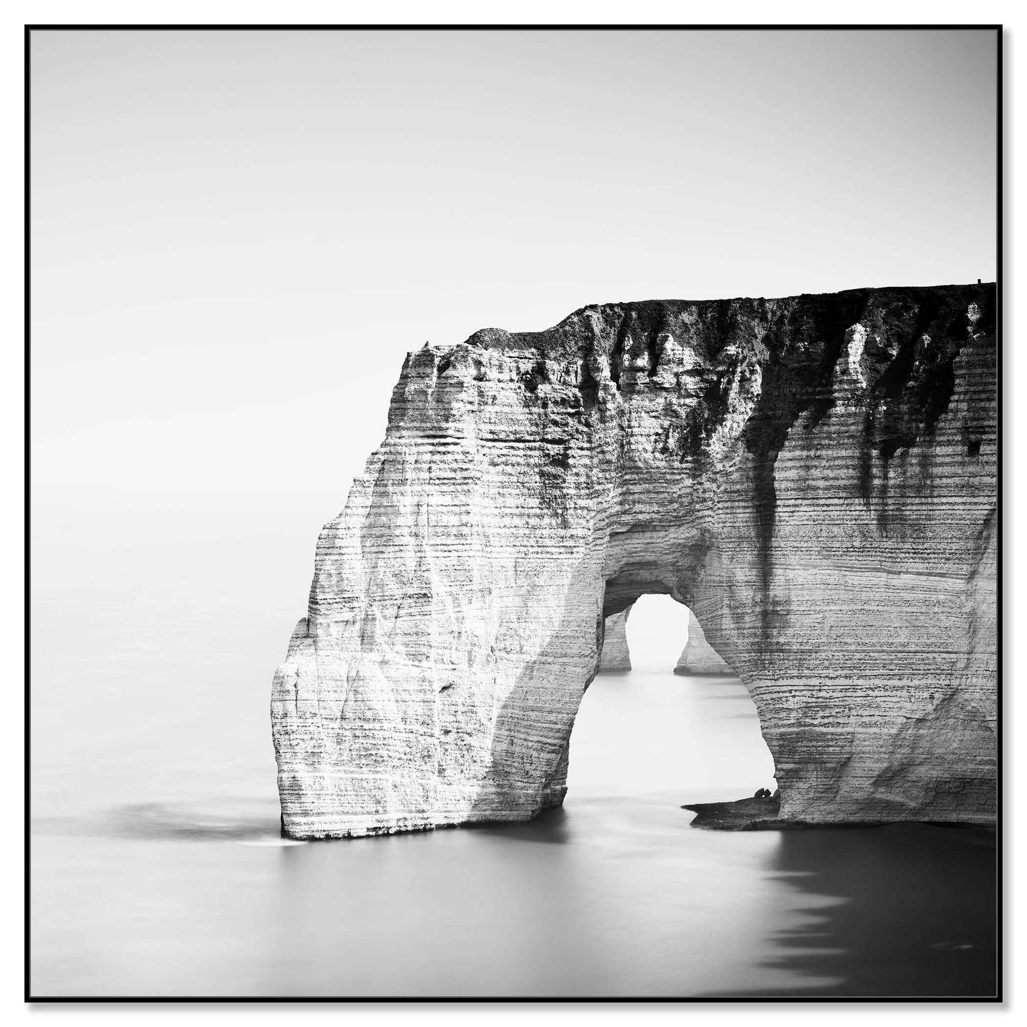 The Cliffs of Étretat, Study 4 – France, black-and-white photograph in a black aluminium ArtBox frame