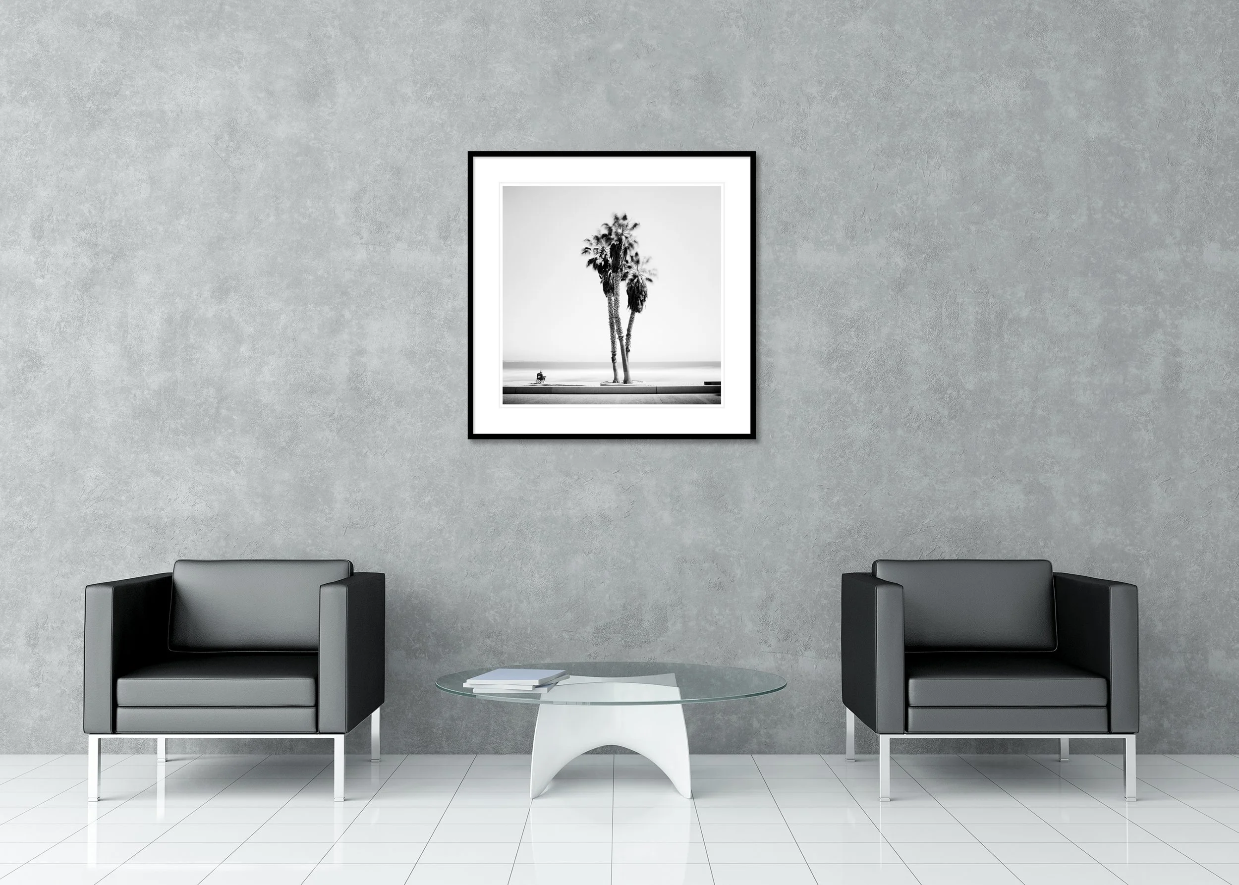 Sunday Relaxing displayed in a modern interior as an archival pigment print in an aluminium frame with white mount by Gerald Berghammer.