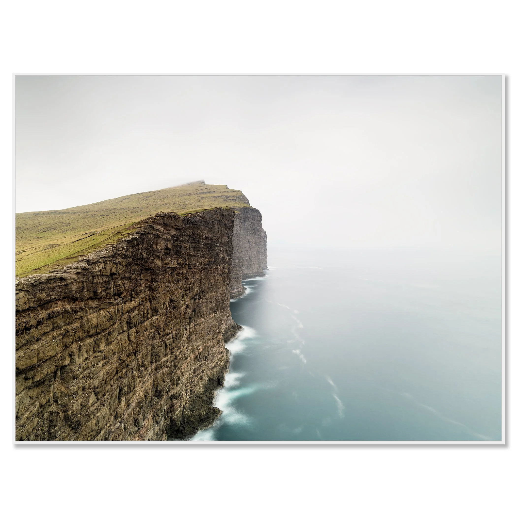 Trælanípa, Slave Cliff Study 1 – Faroe Islands, colour photograph in a white aluminium ArtBox frame