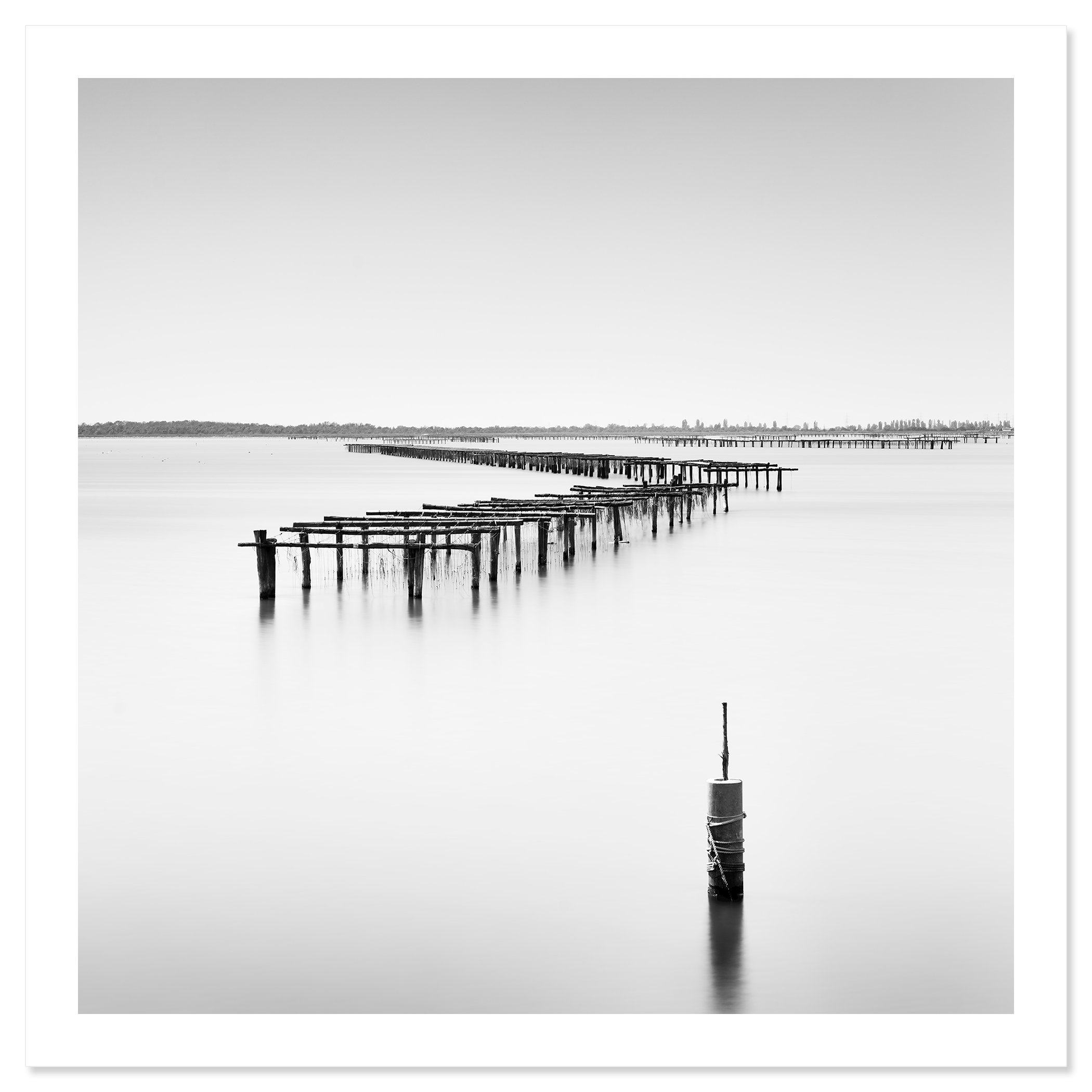 Aquaculture Structures Study 4 shown as an archival pigment print with white border by Gerald Berghammer.
