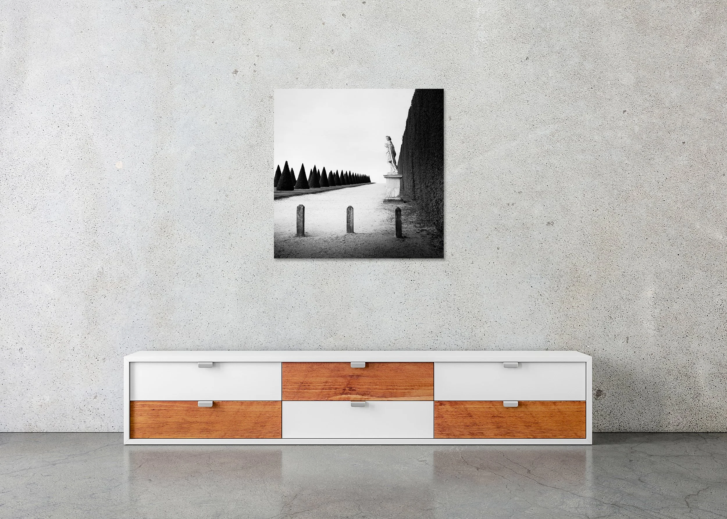 Gerald Berghammer - The Garden of Versailles, statue of versailles garden, Paris, ChromaLuxe print on aluminium, frameless