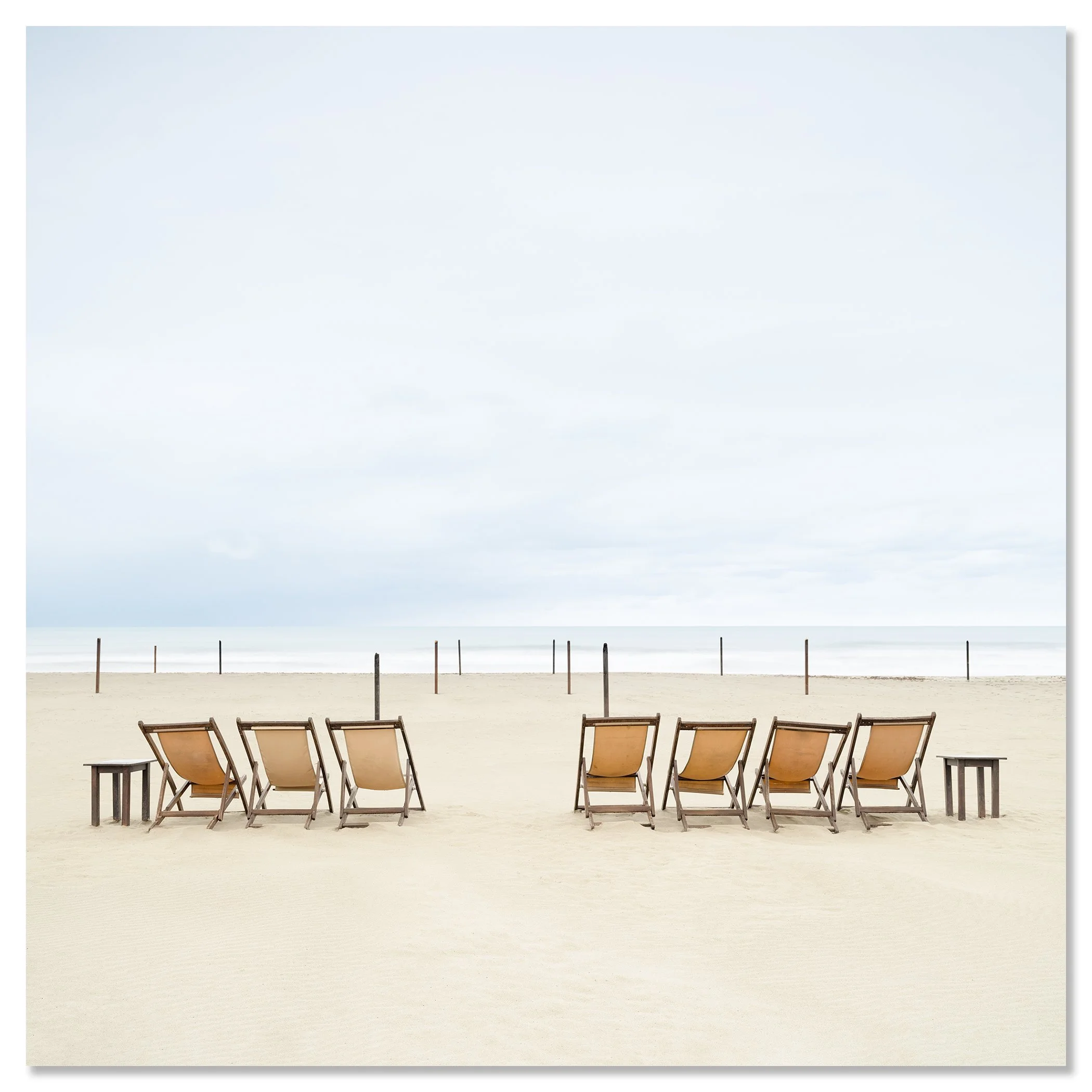 Sun Loungers on the Beach, Study 3 – colour photograph mounted on aluminium Dibond, frameless.
