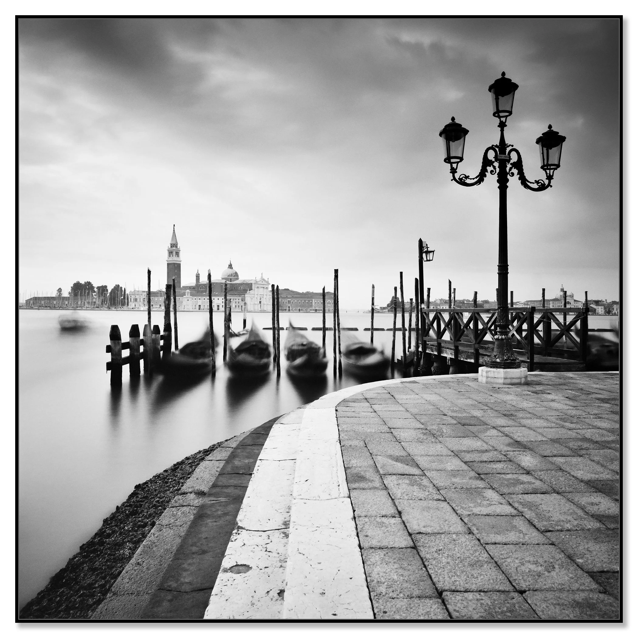 Basilica di San Giorgio Maggiore Study 2 black-and-white Dibond print in black aluminium ArtBox frame
