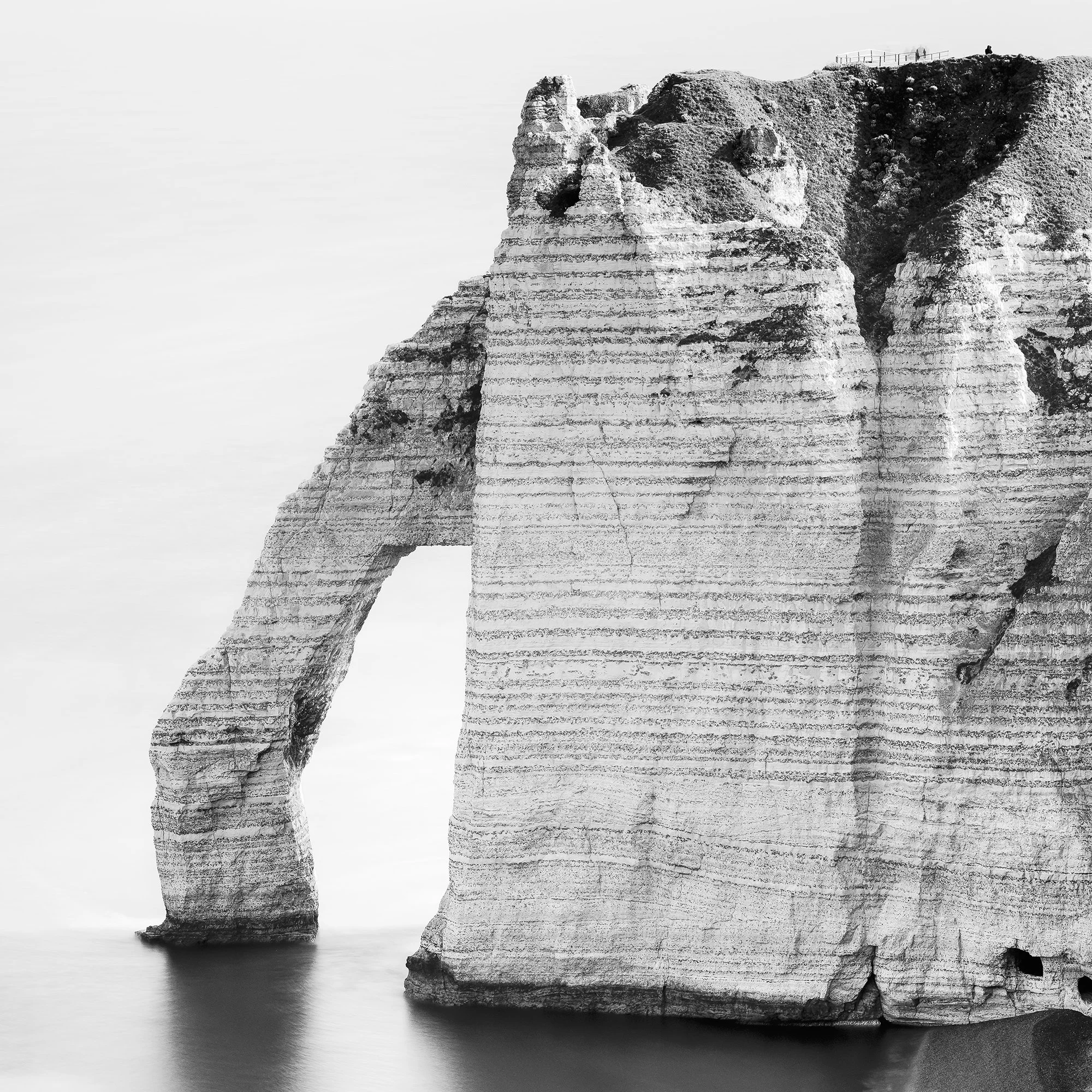 Close-up of the natural sea arch and layered chalk cliffs at Étretat, Normandy, from The Cliffs of Étretat, Study 3 by Gerald Berghammer.