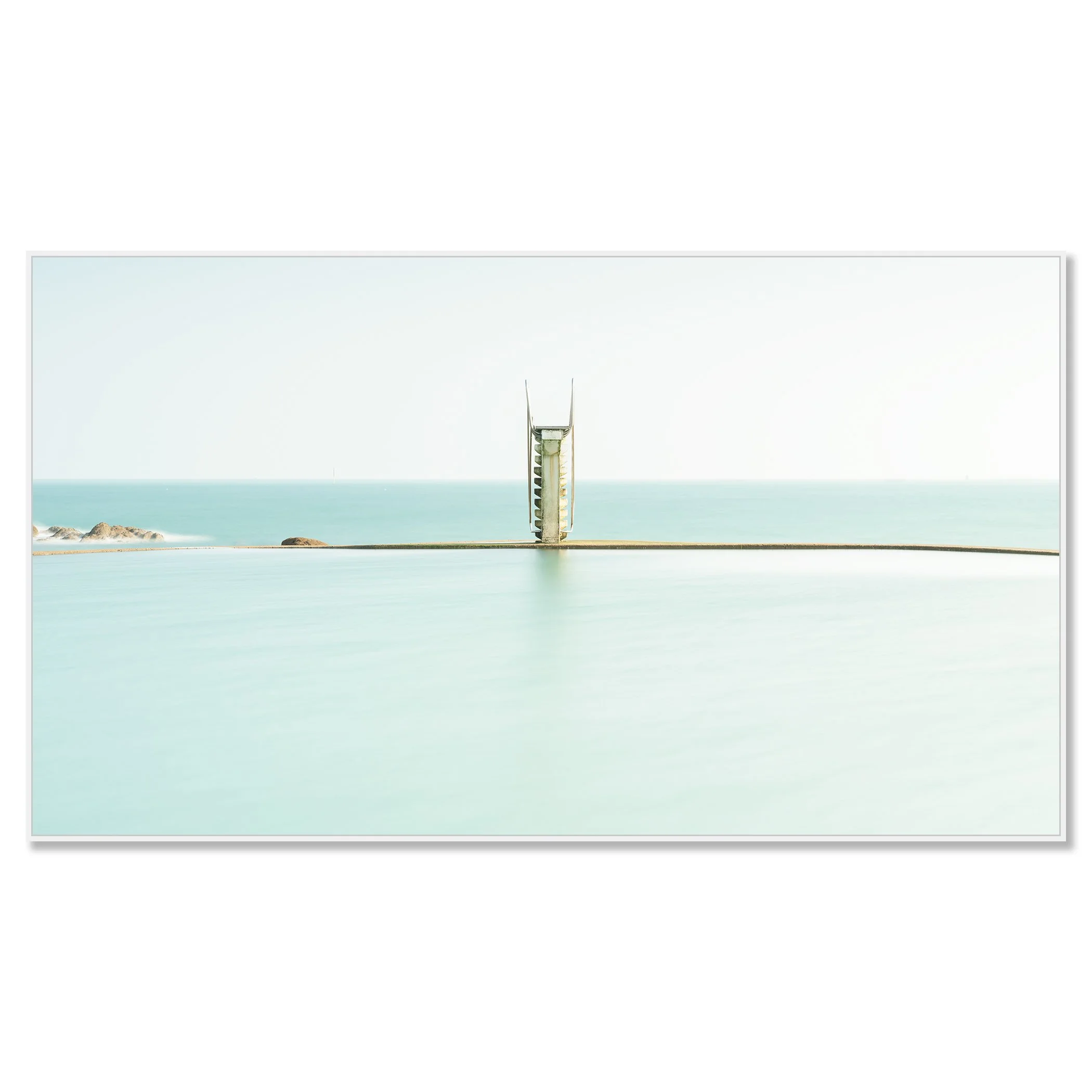 Diving Platform Panorama Study 2 by Gerald Berghammer shown as a colour Dibond print in a white aluminium ArtBox frame.