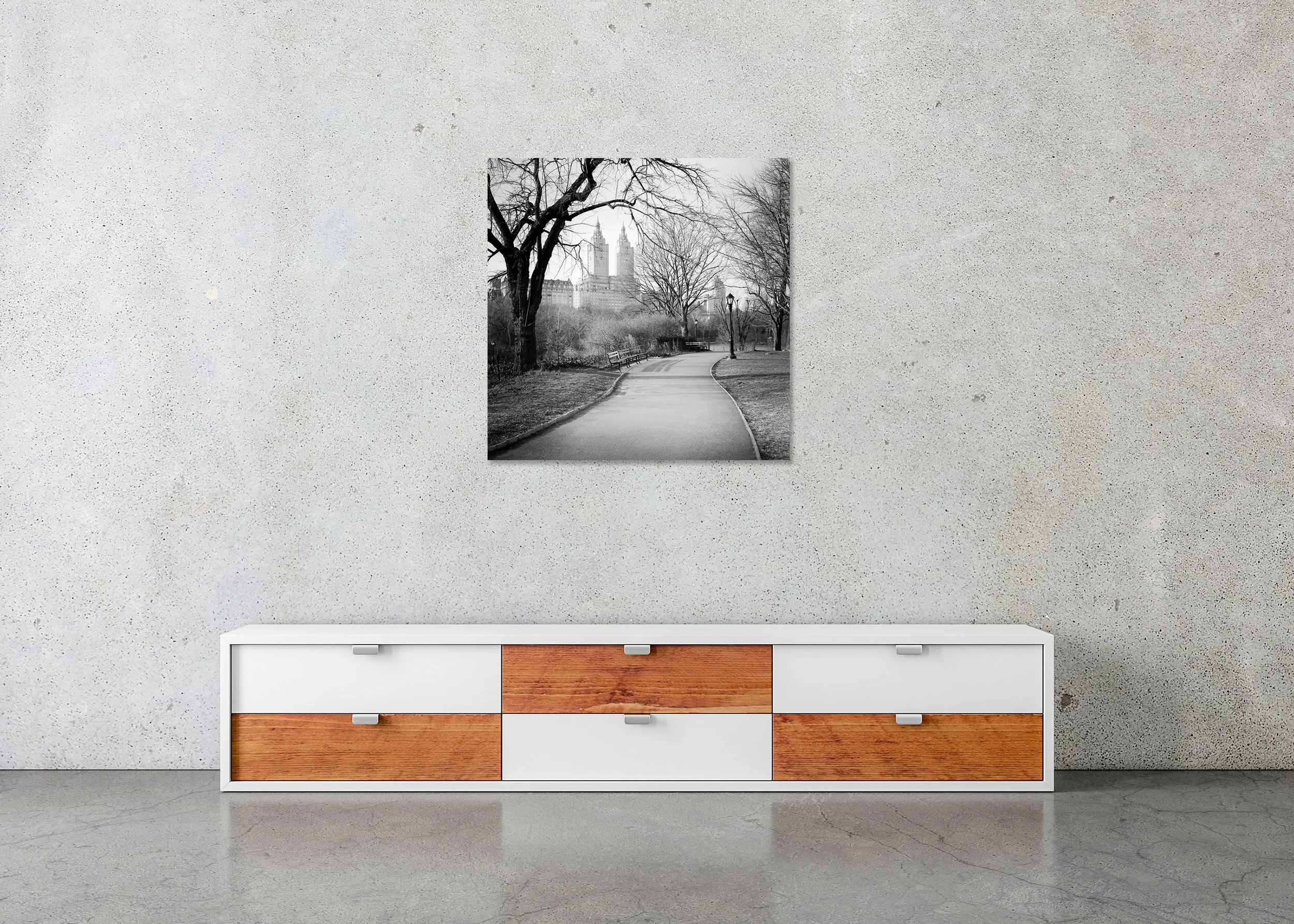 The San Remo Study 2 by Gerald Berghammer displayed frameless on Dibond in a contemporary interior.