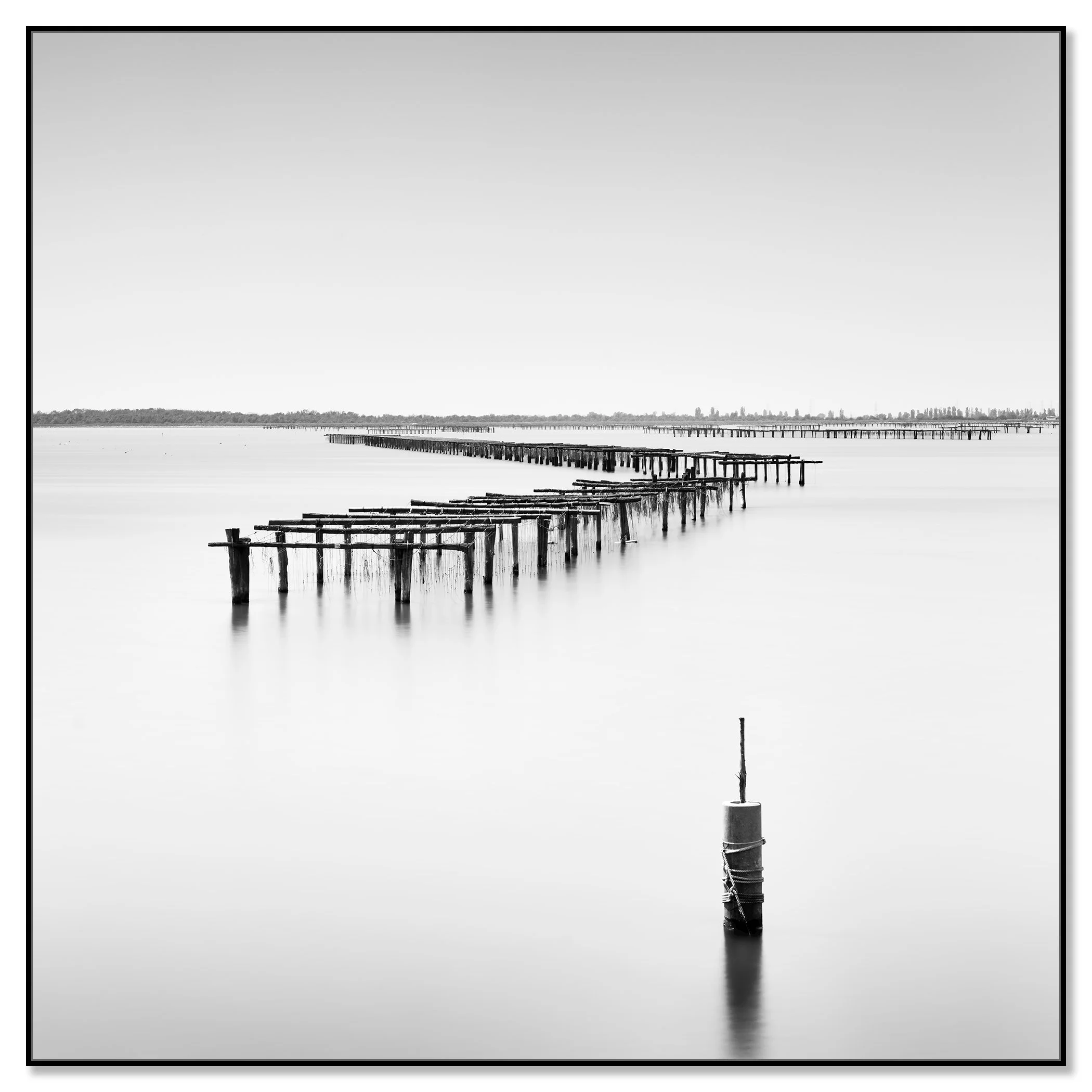 Aquaculture Structures Study 4 mounted on aluminium Dibond in a black ArtBox frame by Gerald Berghammer.