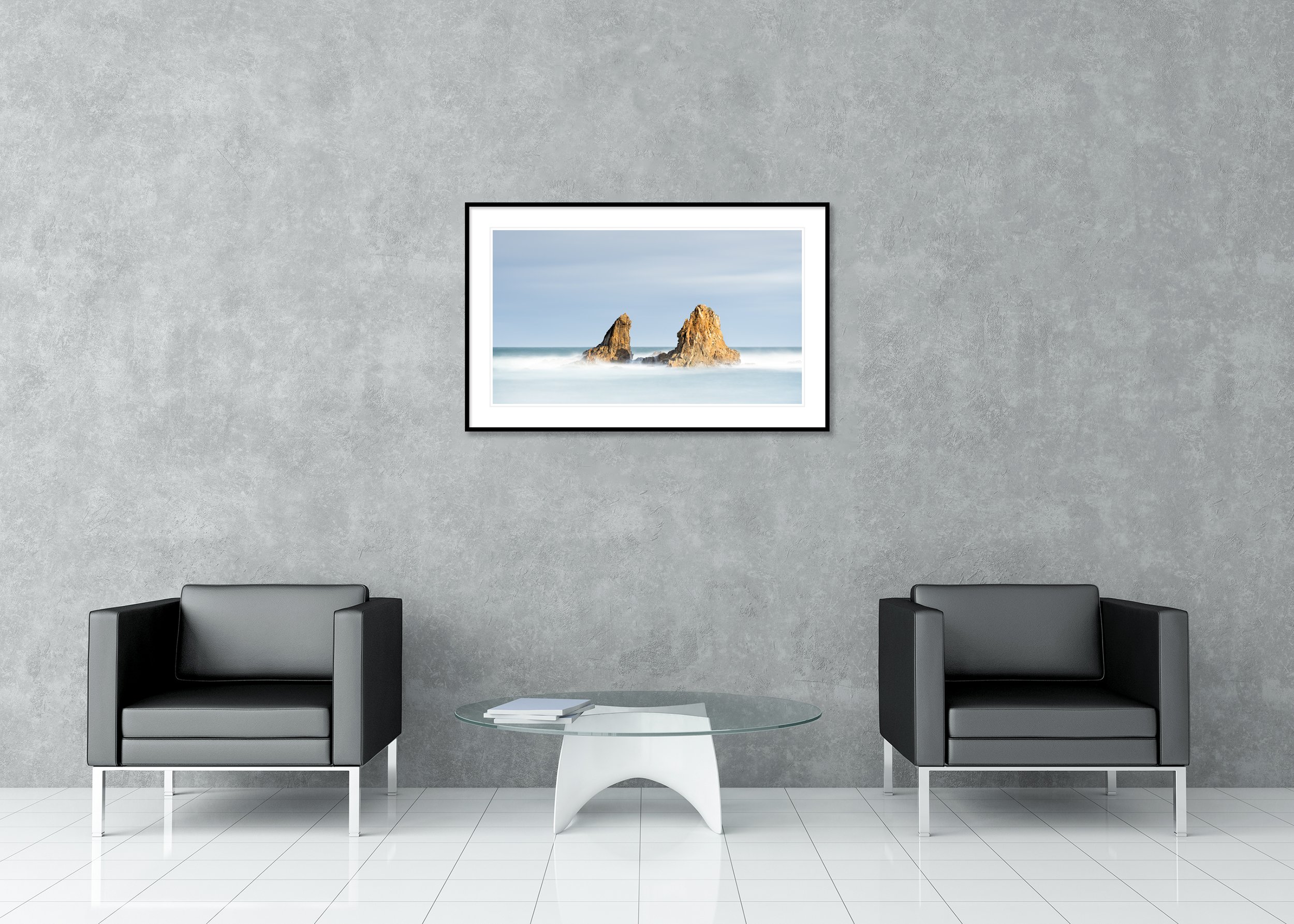Little Rock Island Panorama Study 1, Spain, colour archival pigment print in a classic frame with a mount