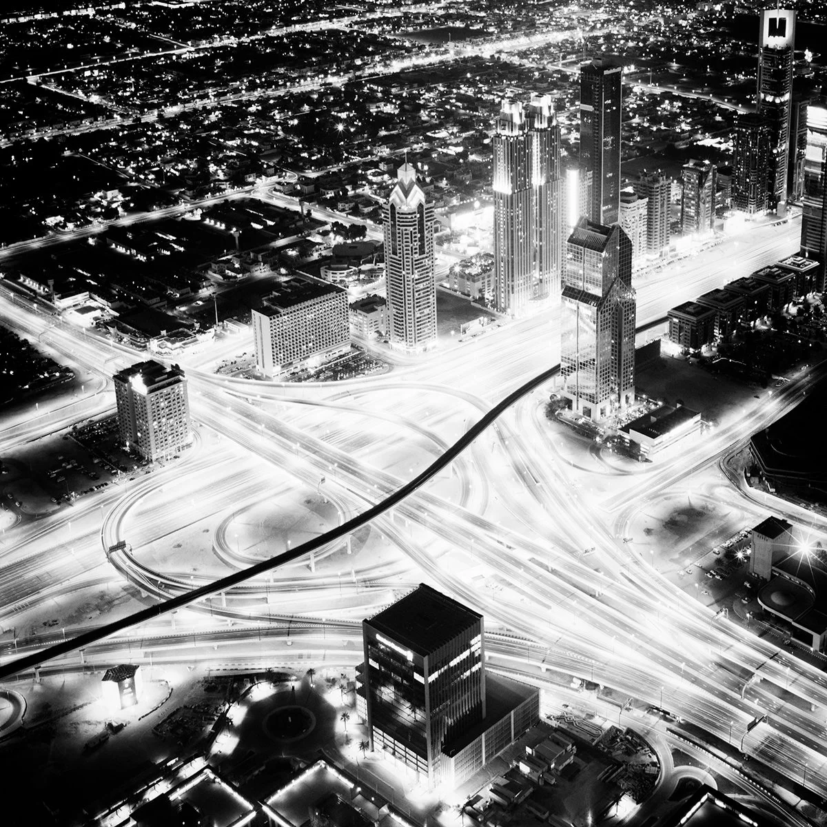 Burning City by Gerald Berghammer, black-and-white architectural photograph awarded an Honourable Mention at the 2014 Black & White Spider Awards.