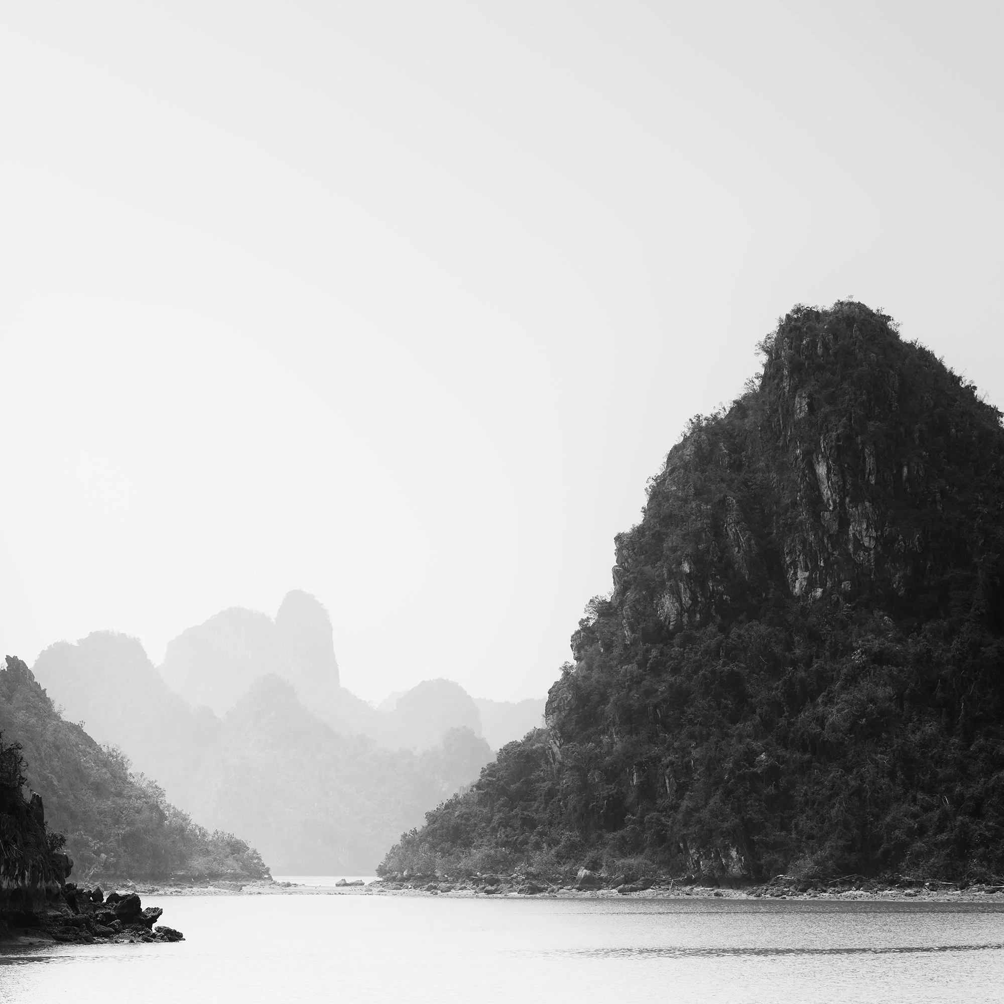 Close-up detail of the limestone formations in Ha Long Bay Panorama, Study 1 by Gerald Berghammer.