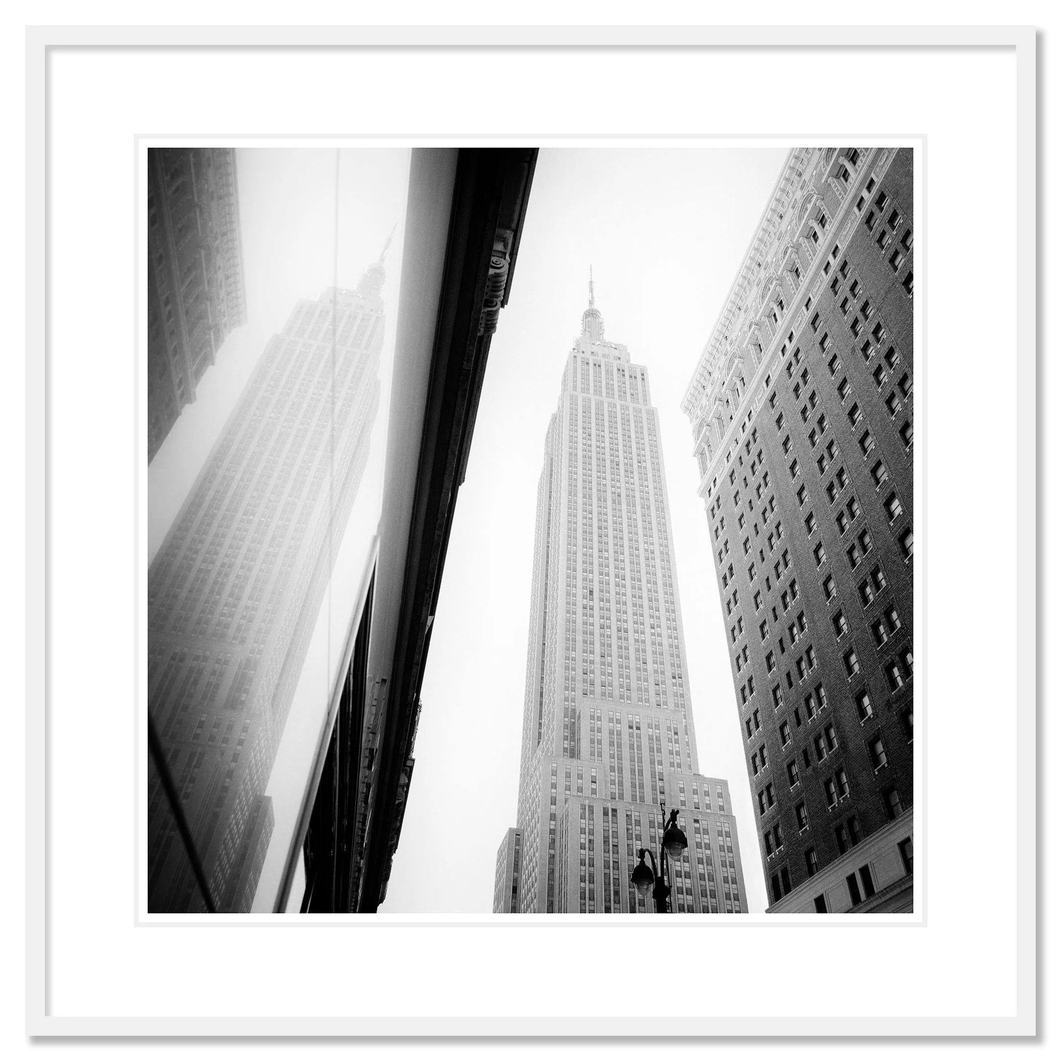 Empire State Building Study 1 by Gerald Berghammer in a white aluminium frame with a white mount.