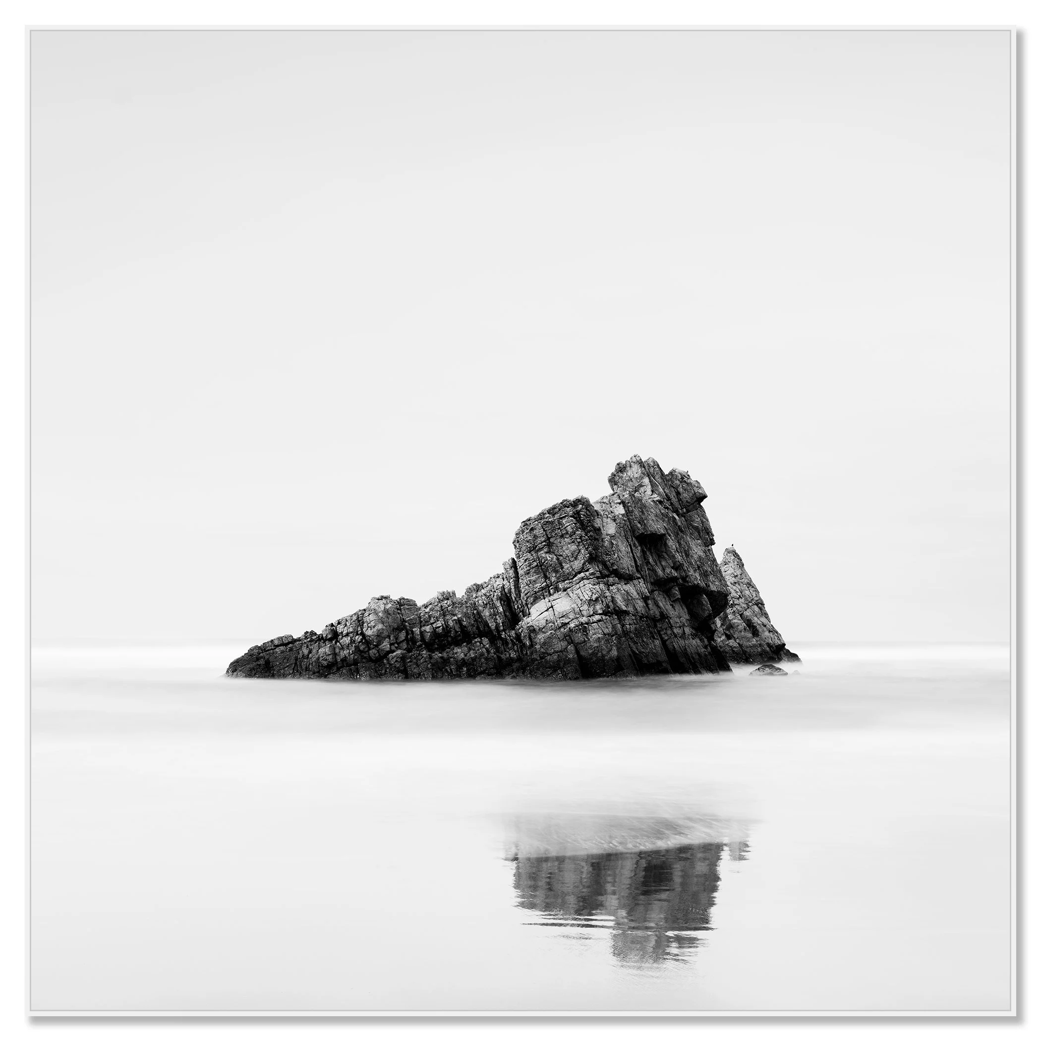 Rock on the Beach, Study 1 – black-and-white photograph in a white aluminium ArtBox