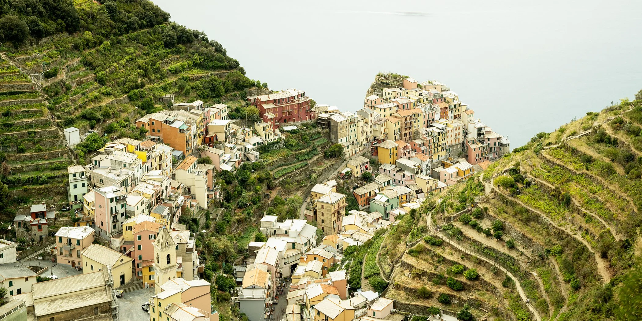 Picturesque Village Study 2 by Gerald Berghammer, panoramic colour fine art photograph of Cinque Terre, Italy.
