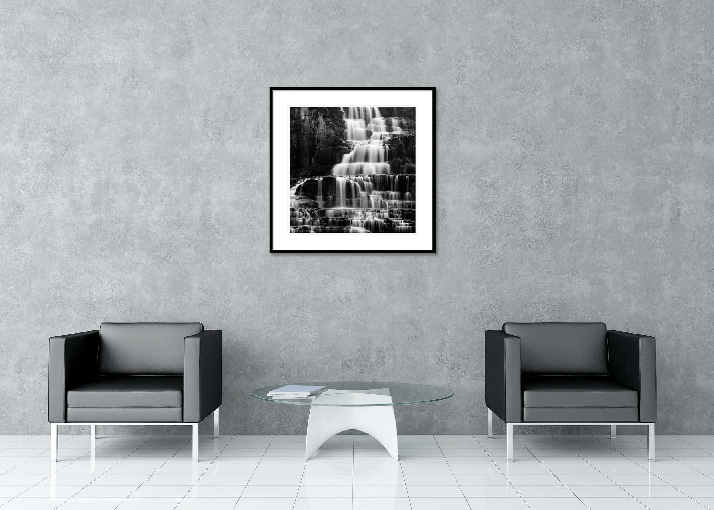 Pongour Waterfall, Study 1 – Vietnam, archival pigment print in an aluminium frame with white mount and anti-reflective glass.