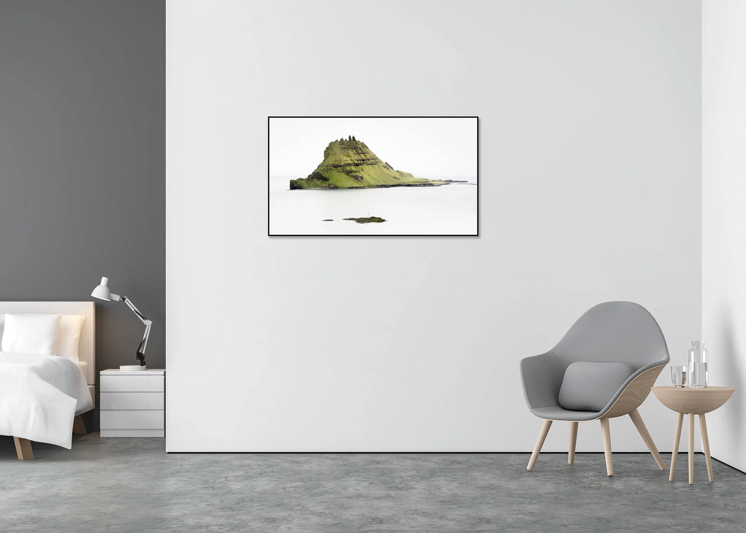 Green Rock Island – Faroe Islands, colour fine art photo print mounted to Dibond in an aluminium ArtBox