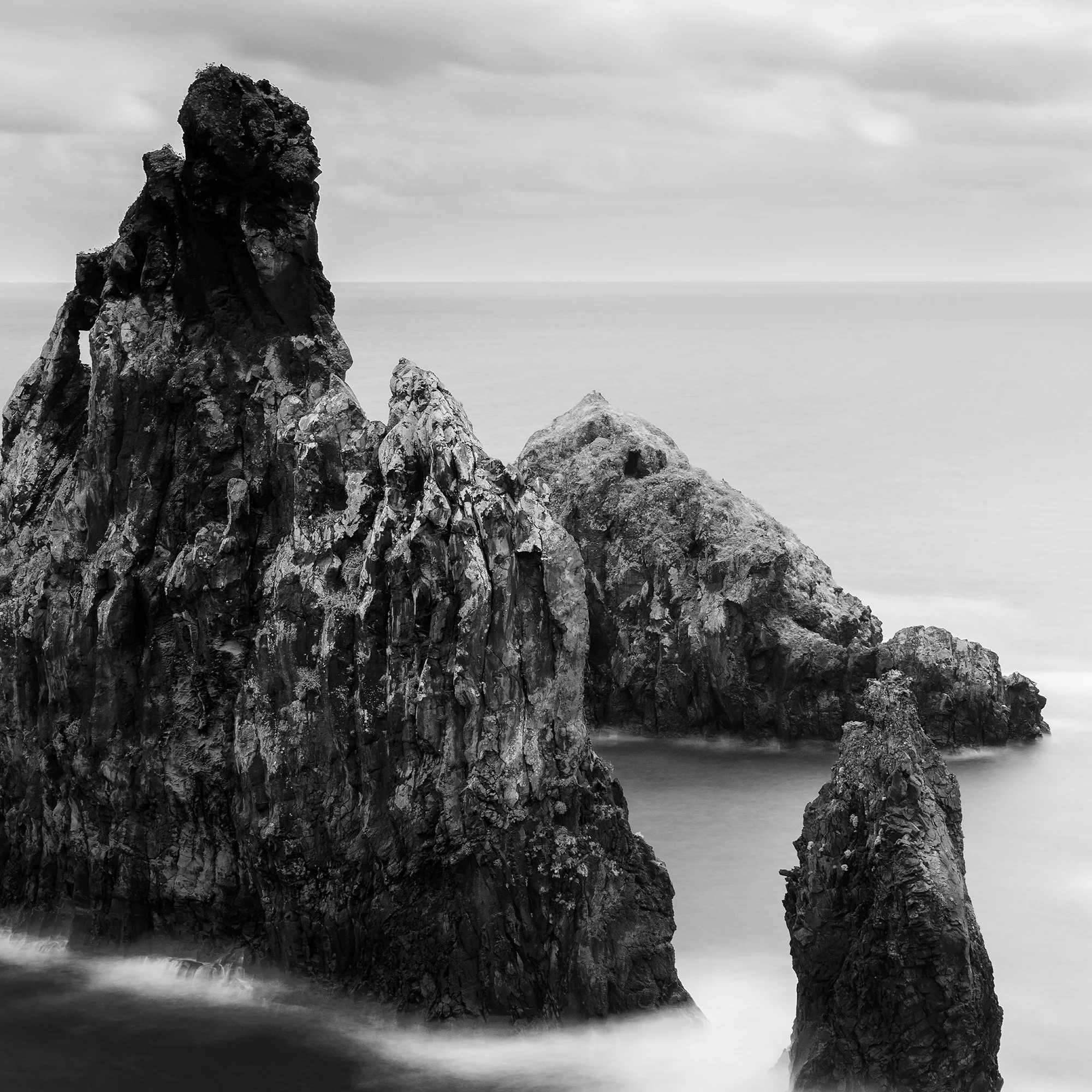 Ribeira da Janela Rocks Study 1 by Gerald Berghammer, close-up of sculptural volcanic rock formations rising from the Atlantic Ocean.