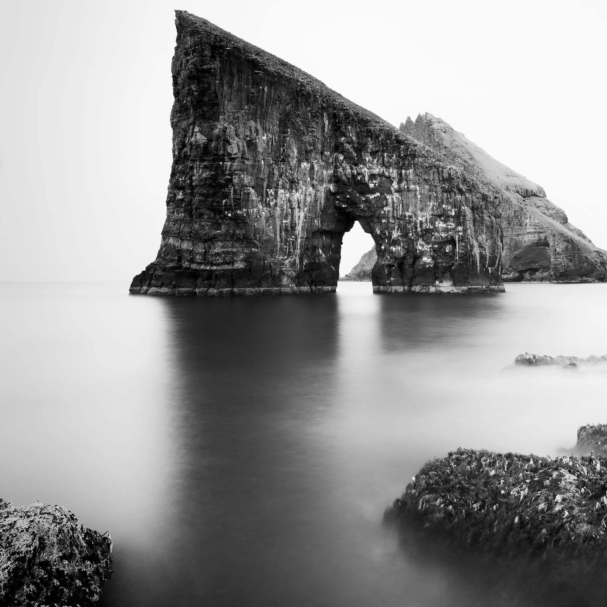 Detail view of Drangarnir Sea Stacks Study 2 in the Faroe Islands by Gerald Berghammer.