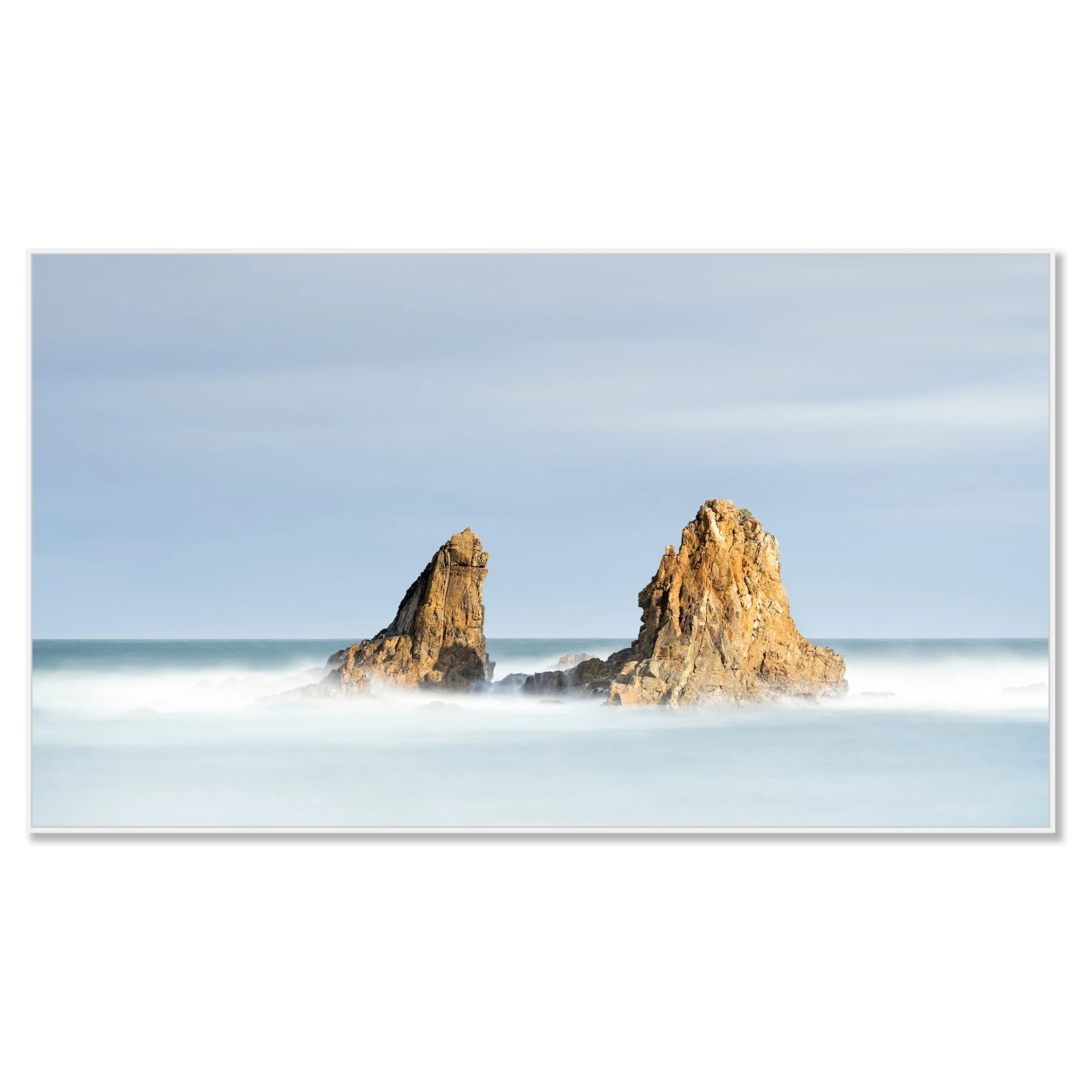 Little Rock Island Panorama Study 1, Spain, colour photograph in a white aluminium ArtBox frame
