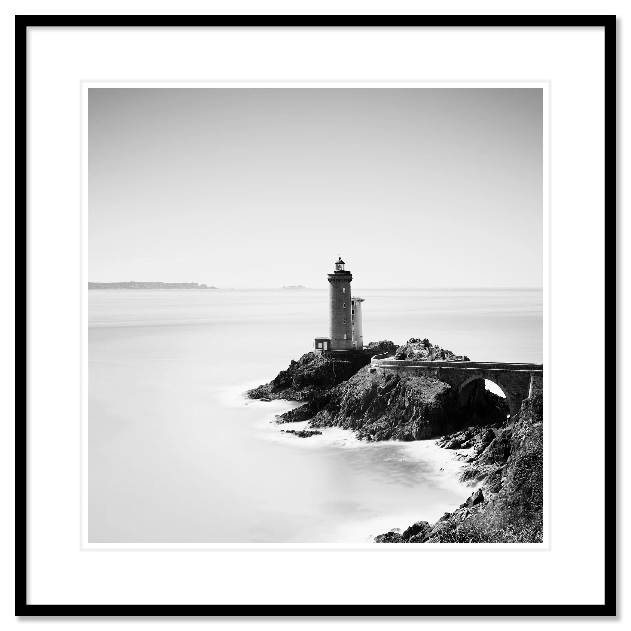 Phare du Petit Minou Study 1 by Gerald Berghammer, archival pigment print in a black aluminium frame with a white mount.