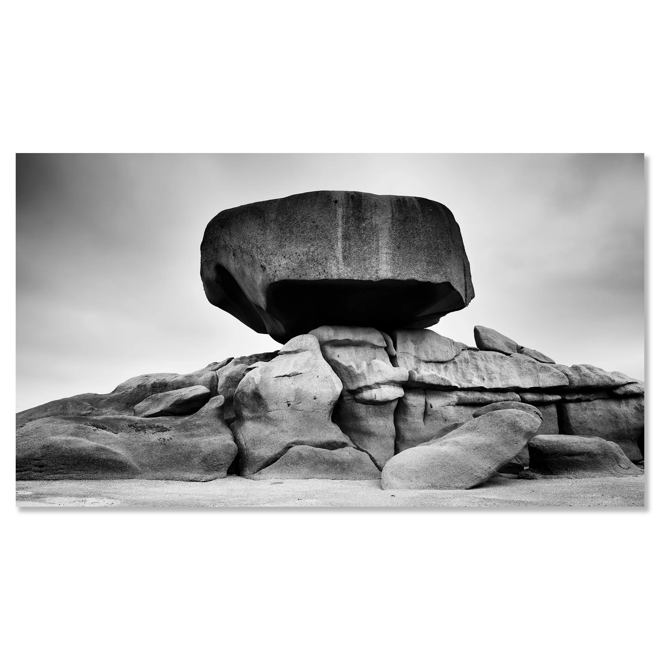 Pink Granite Coast Panorama Study 2 by Gerald Berghammer, black-and-white panoramic photograph mounted on frameless aluminium Dibond.