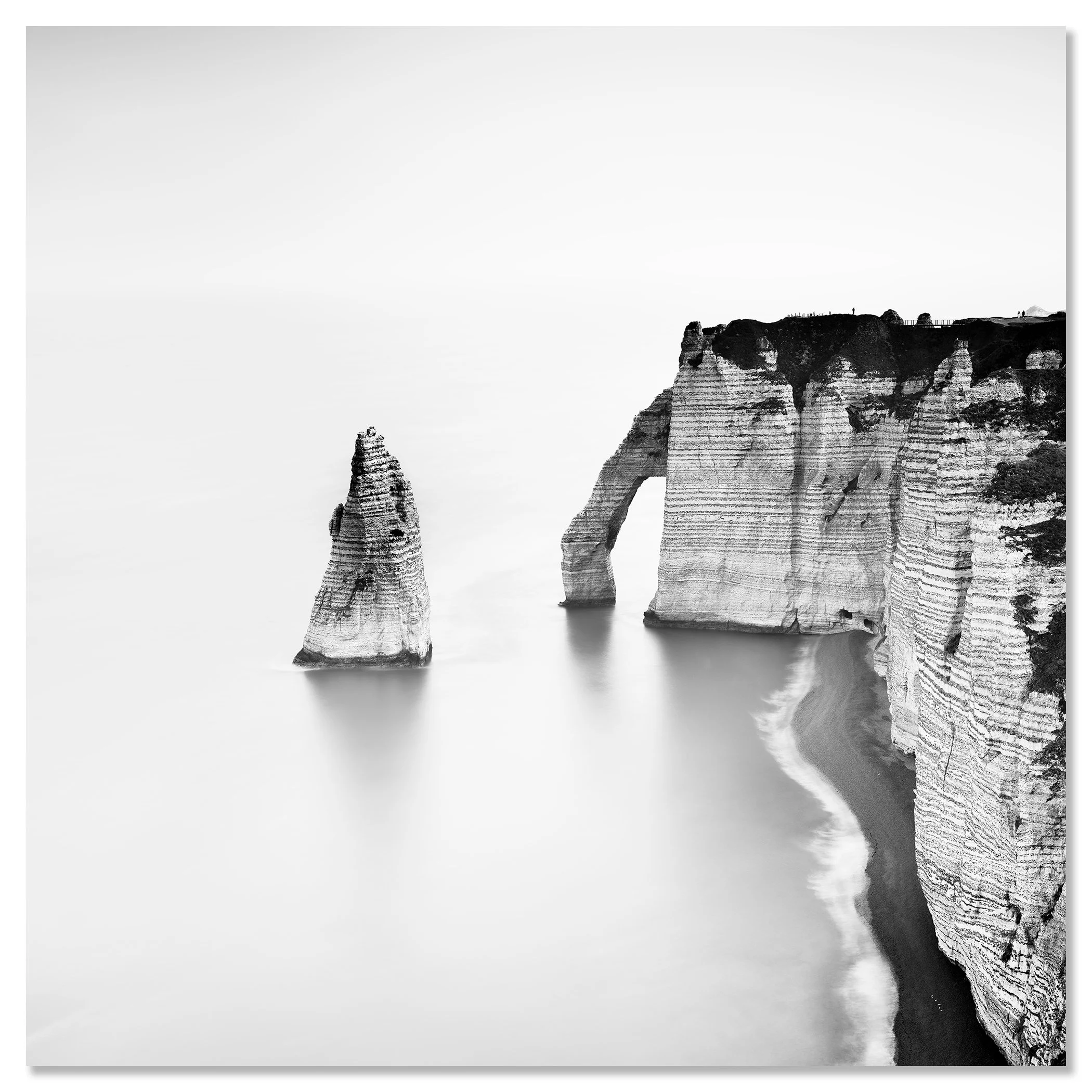 The Cliffs of Étretat, Study 1 – black-and-white photograph mounted on frameless aluminium Dibond