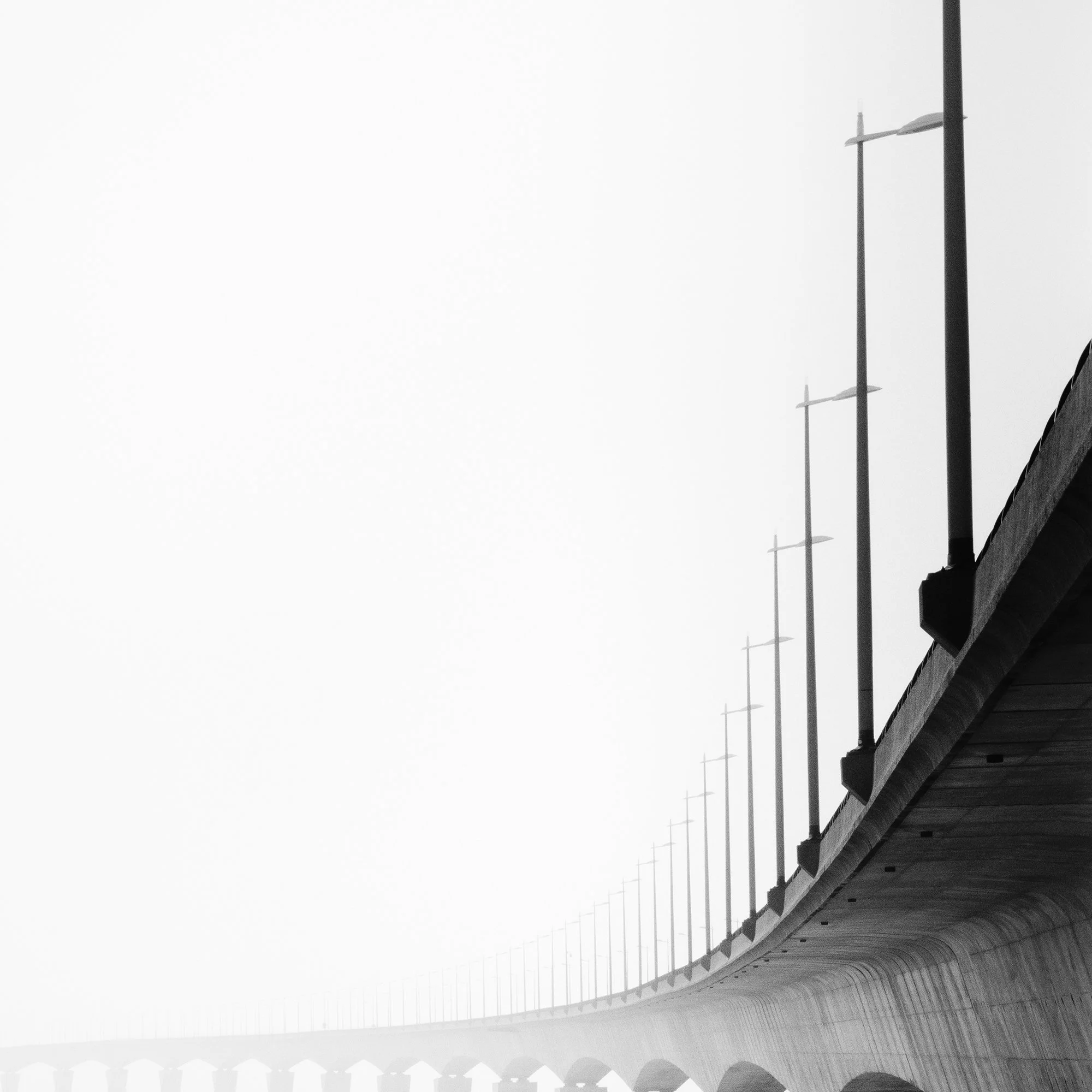 Detail of Pont de l’Île de Ré Study 1 showing repeated concrete piers and geometric rhythm by Gerald Berghammer.