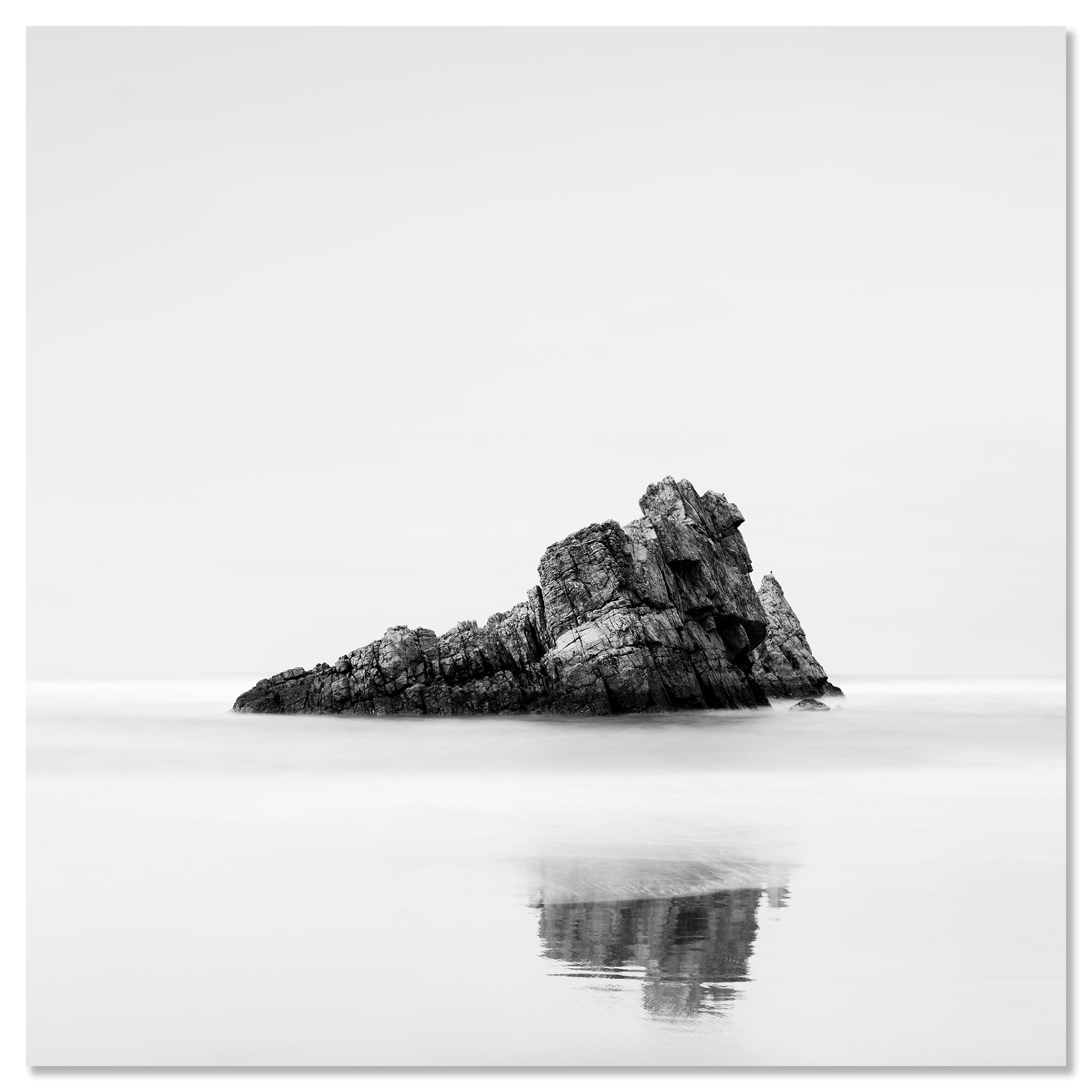 Rock on the Beach, Study 1 – black-and-white photograph mounted on aluminium Dibond, frameless