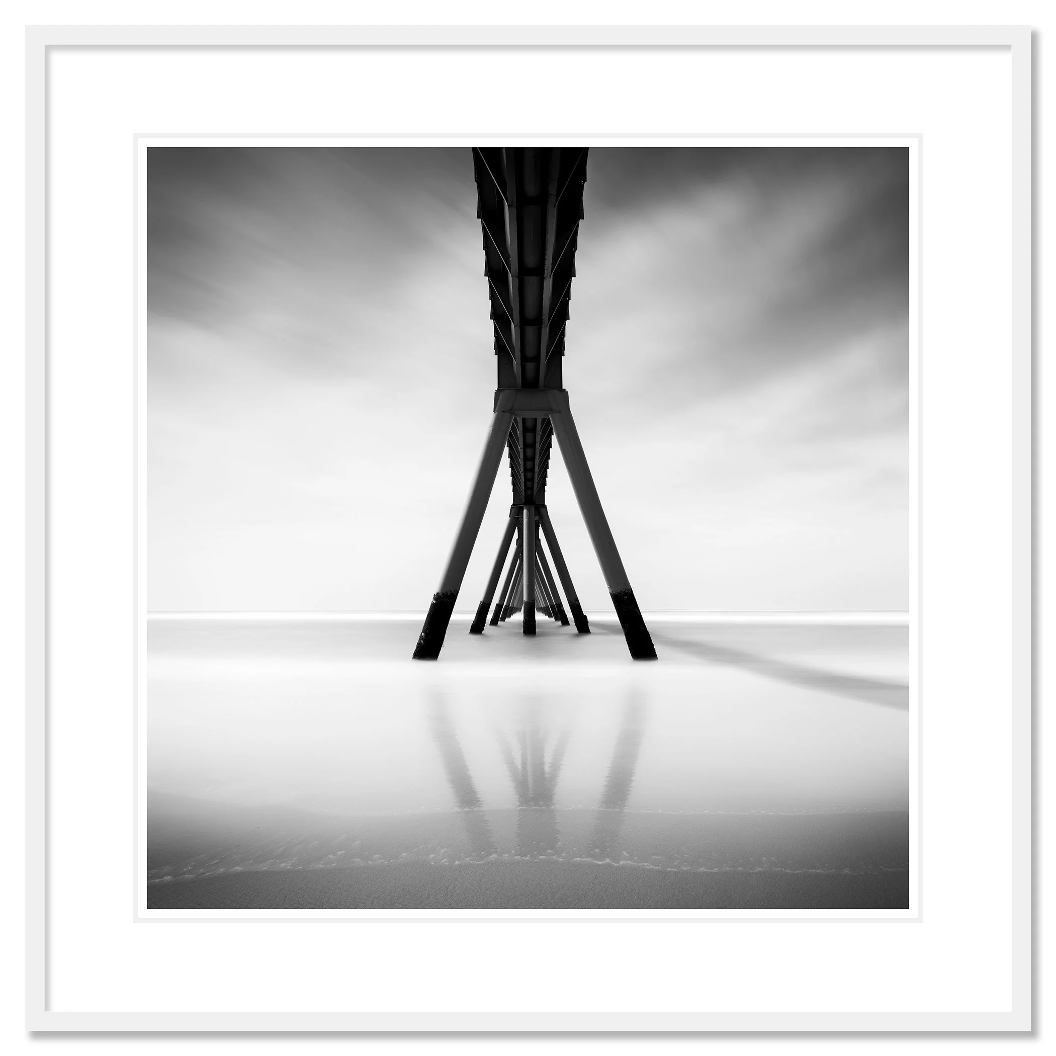 Wharf de la Salie Study 1 by Gerald Berghammer, black-and-white fine art print in a white aluminium frame with white mount.
