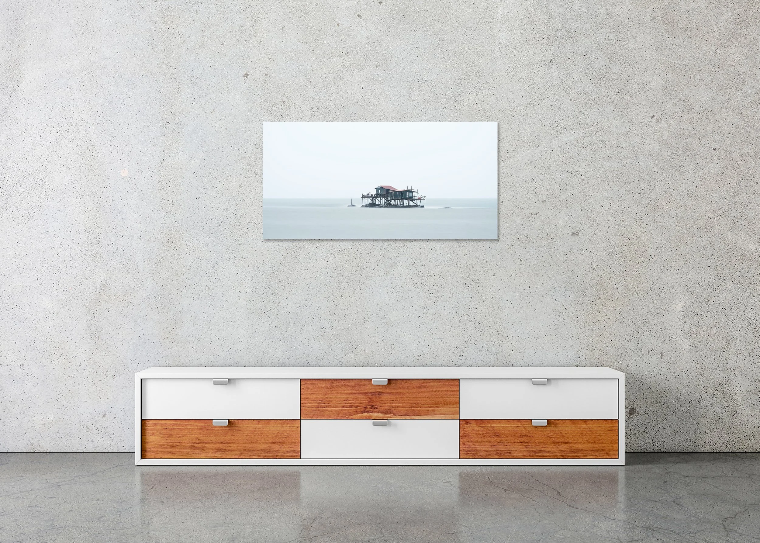 Retoni, Study 2 – frameless colour photograph on aluminium Dibond displayed in a minimalist interior.