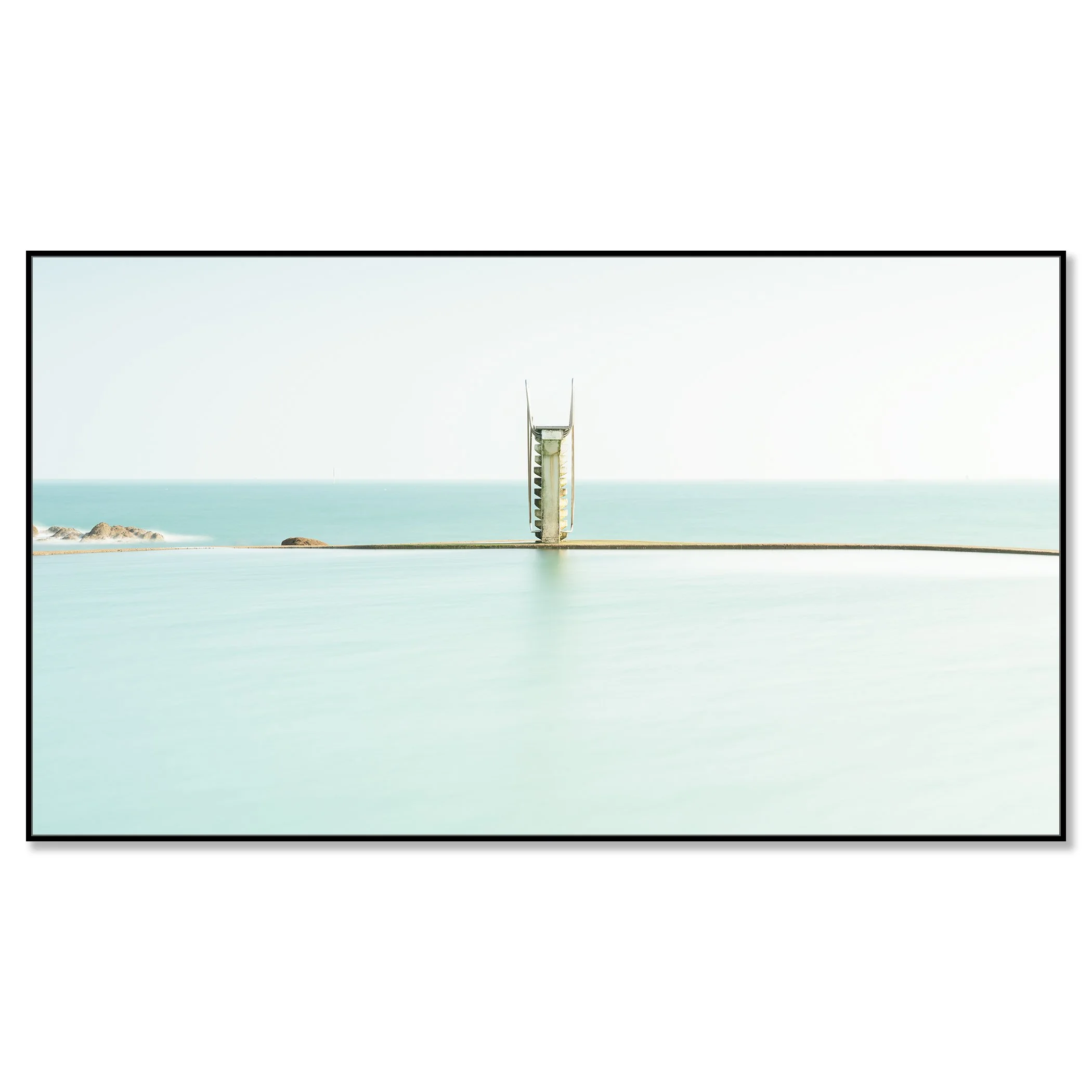 Diving Platform Panorama Study 2 by Gerald Berghammer shown as a colour Dibond print in a black aluminium ArtBox frame.