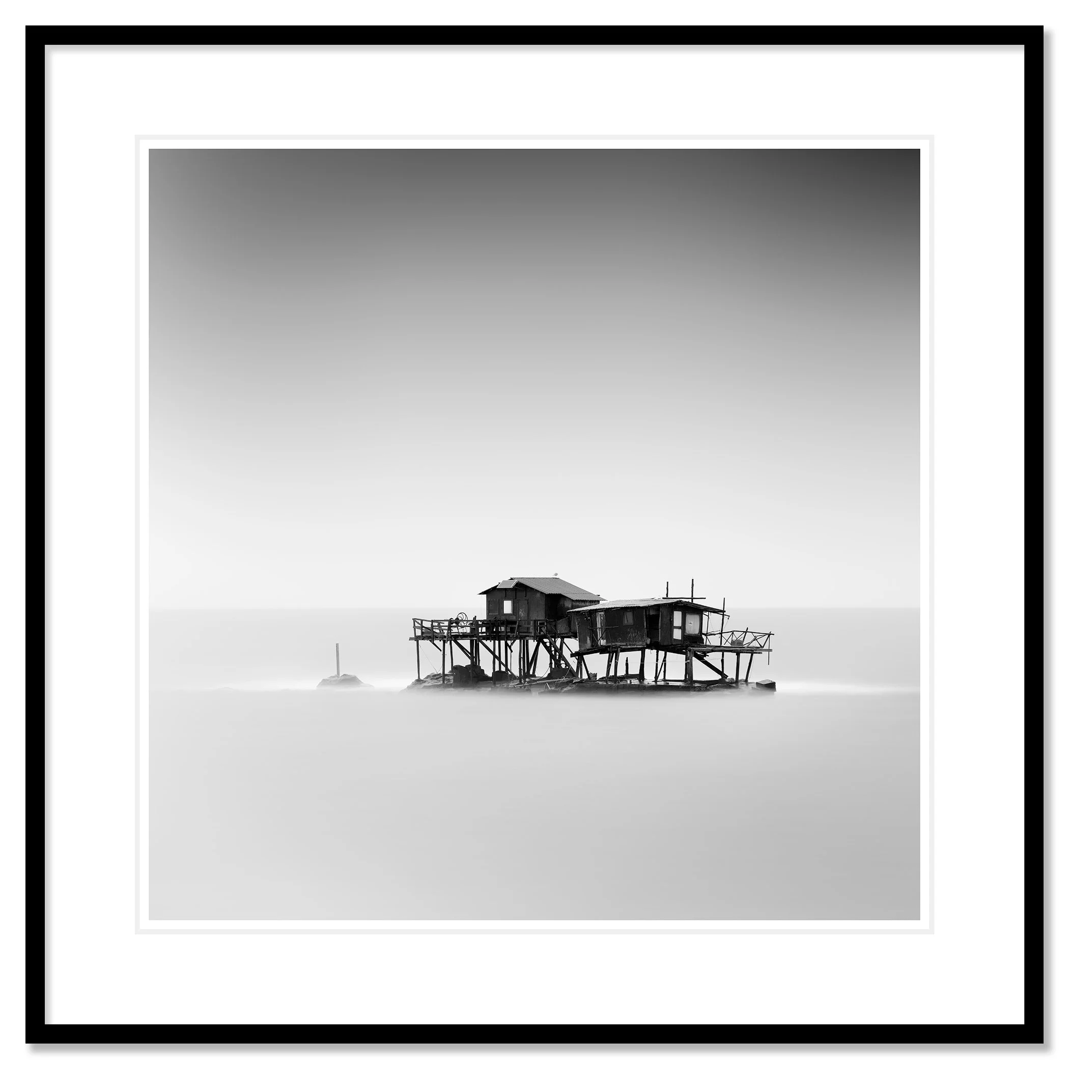 Marina di Pisa Study 1 as an archival pigment print in a black aluminium frame with a white mount by Gerald Berghammer.