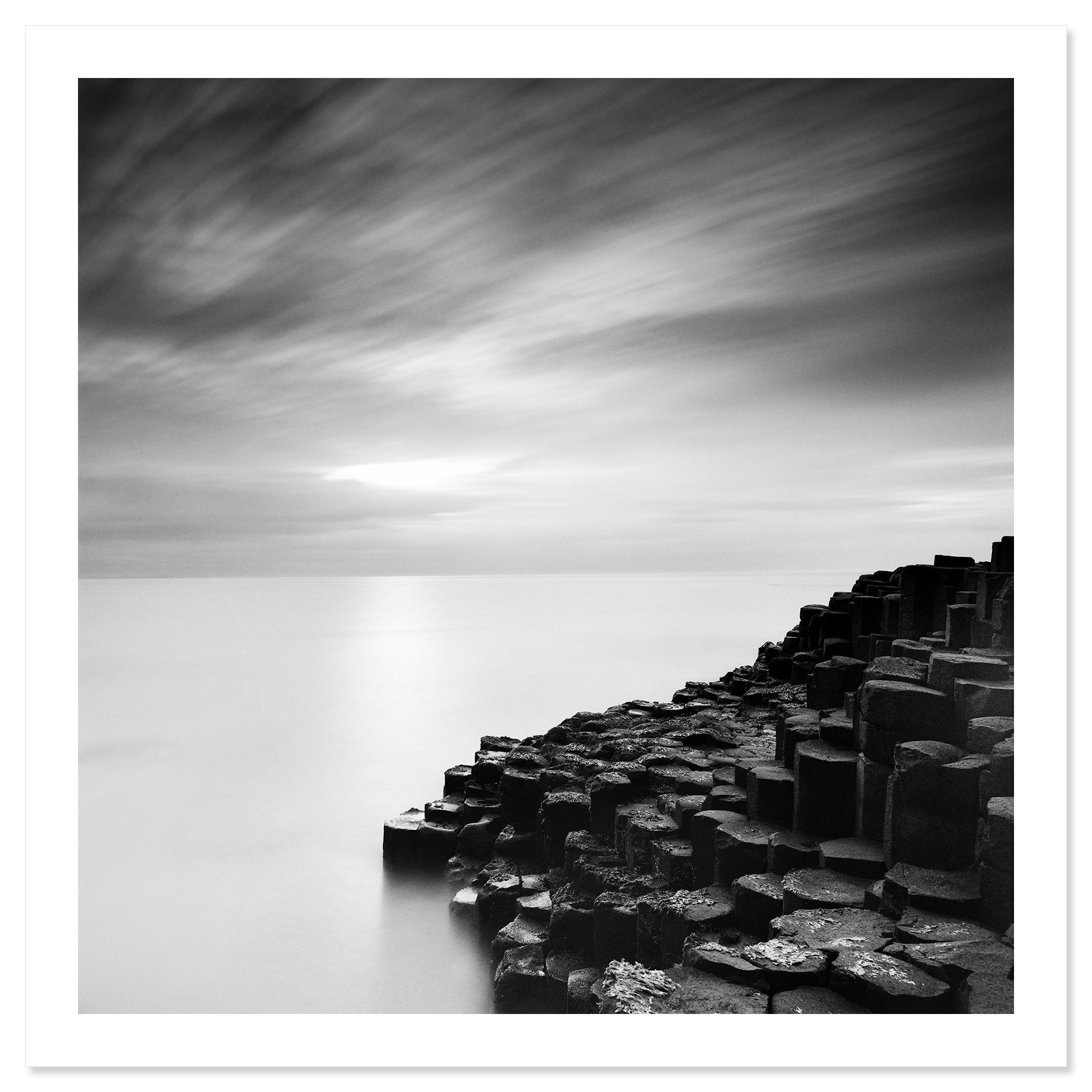Giant’s Causeway Study 3 by Gerald Berghammer, black-and-white fine art print with a white border, shown without a frame.