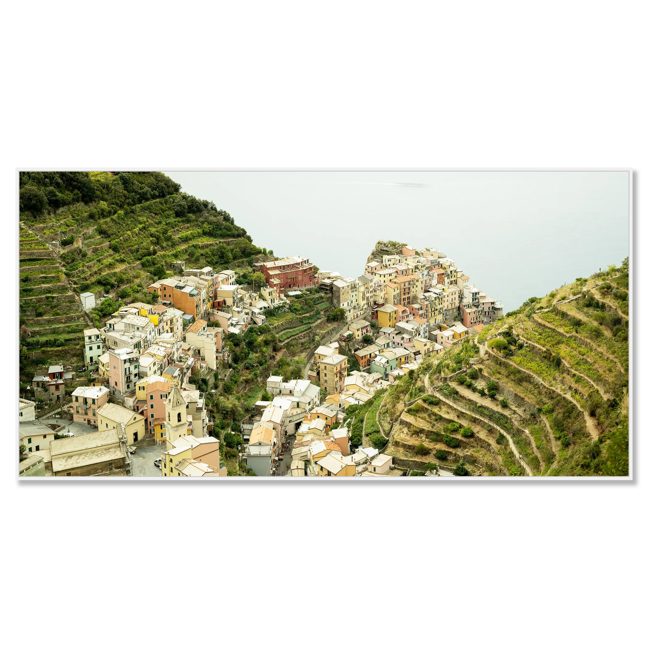 Picturesque Village Study 2 by Gerald Berghammer shown as a colour Dibond print in a white aluminium ArtBox frame.