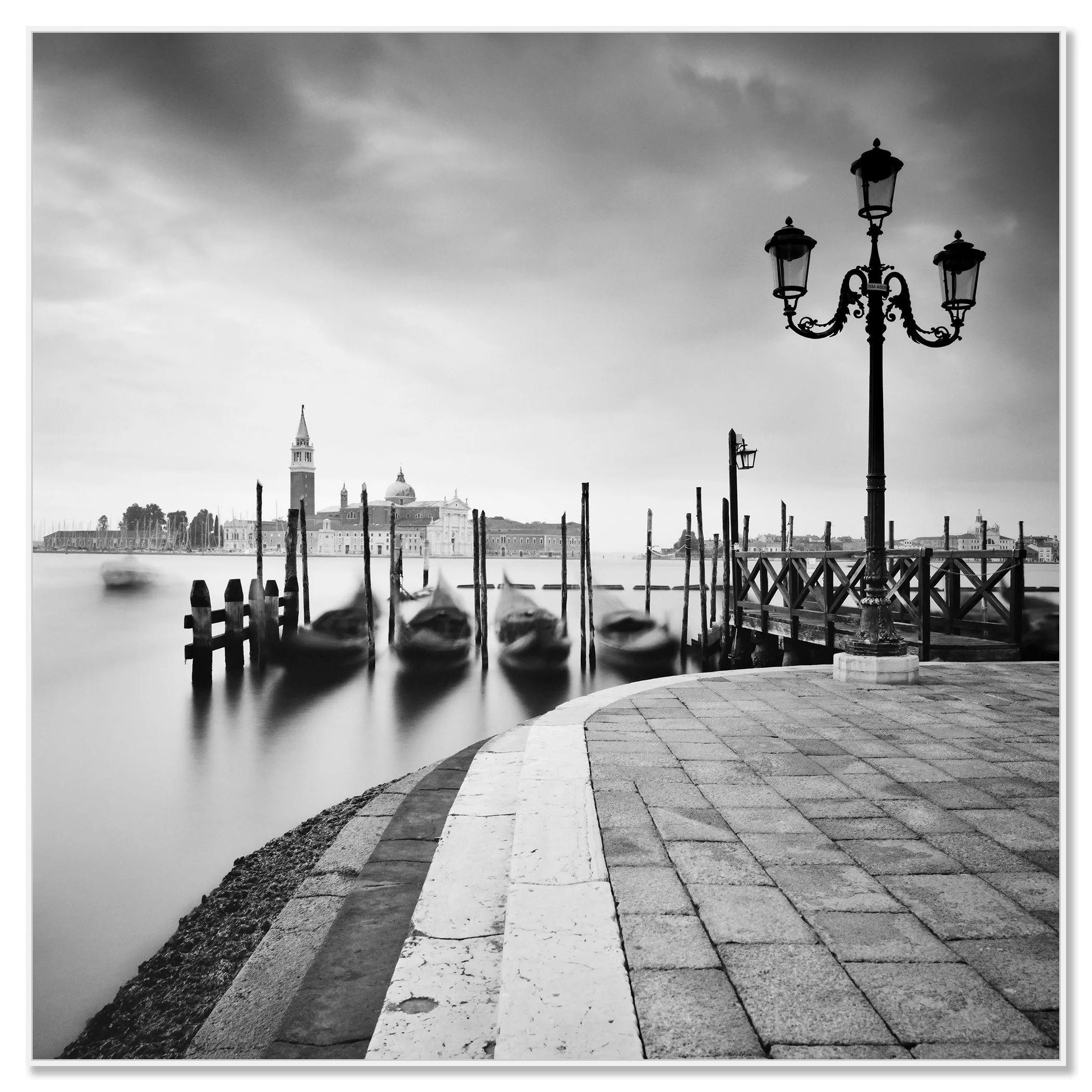 Basilica di San Giorgio Maggiore Study 2 by Gerald Berghammer, black-and-white fine art print in a white aluminium ArtBox frame.