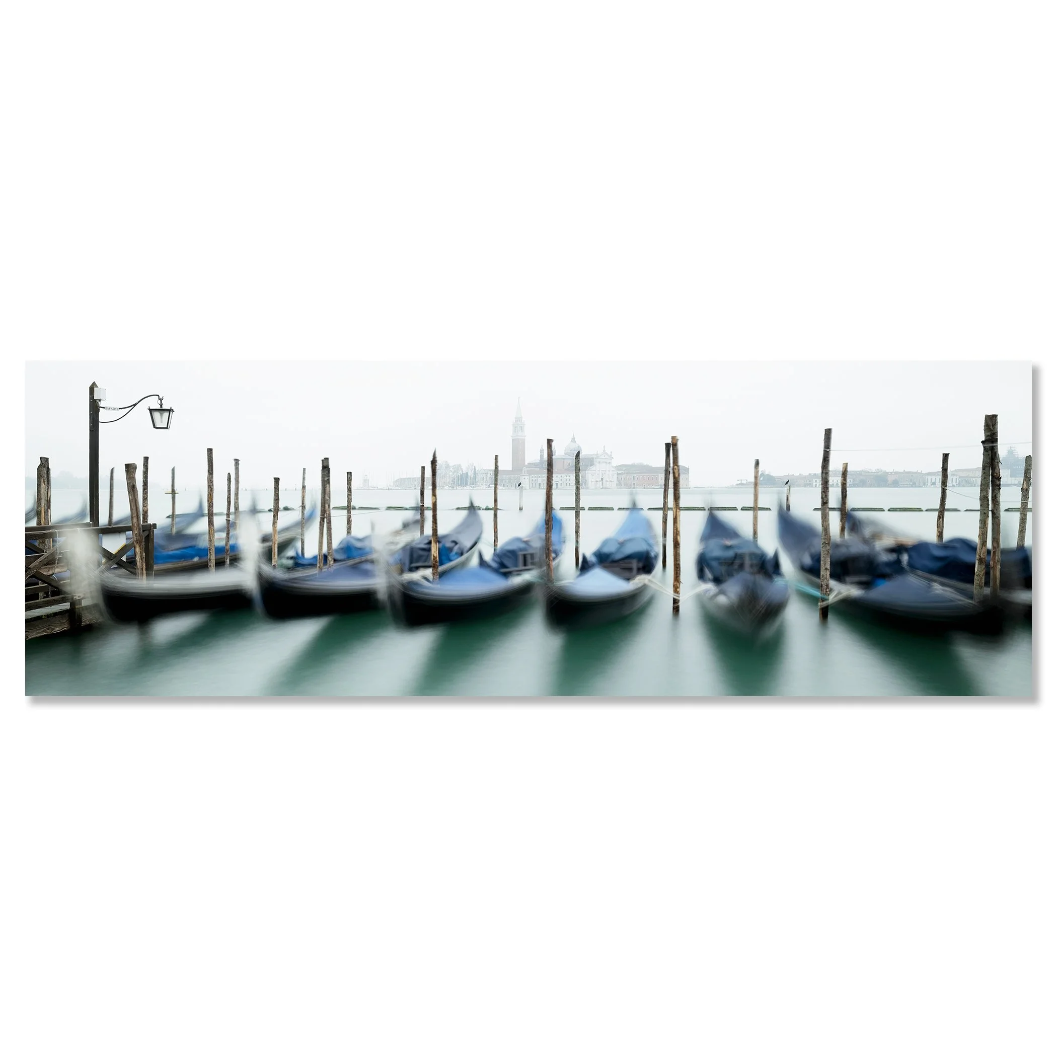 Gondola with San Giorgio Maggiore Study 1 presented as a frameless colour artwork mounted on aluminium Dibond by Gerald Berghammer.