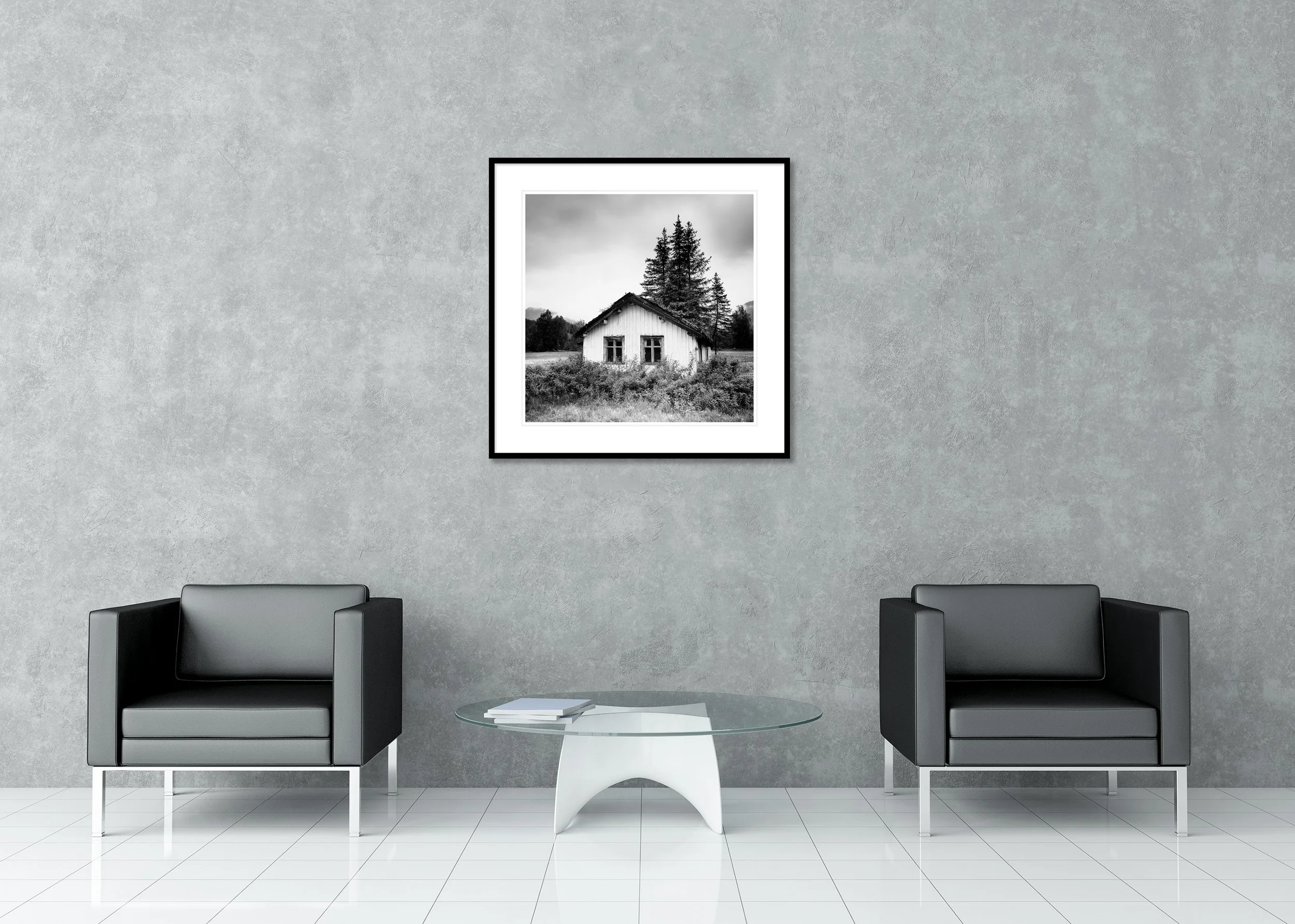 Trees on the Roof Study 1 – Norway displayed as a framed archival pigment print with white mount and anti-reflective glass.