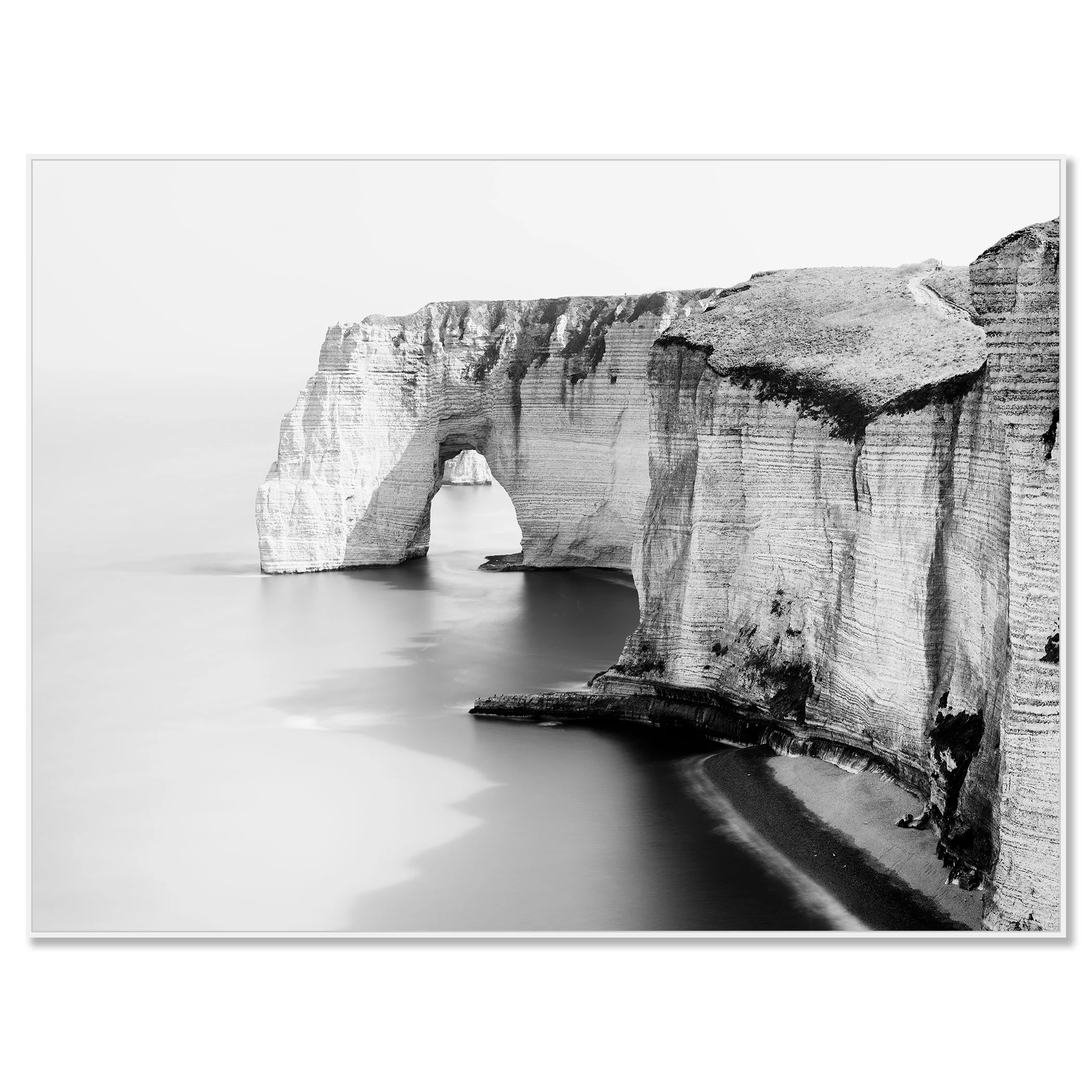 Alabaster Coast, Study 2 – black-and-white Dibond print in a white aluminium ArtBox frame.