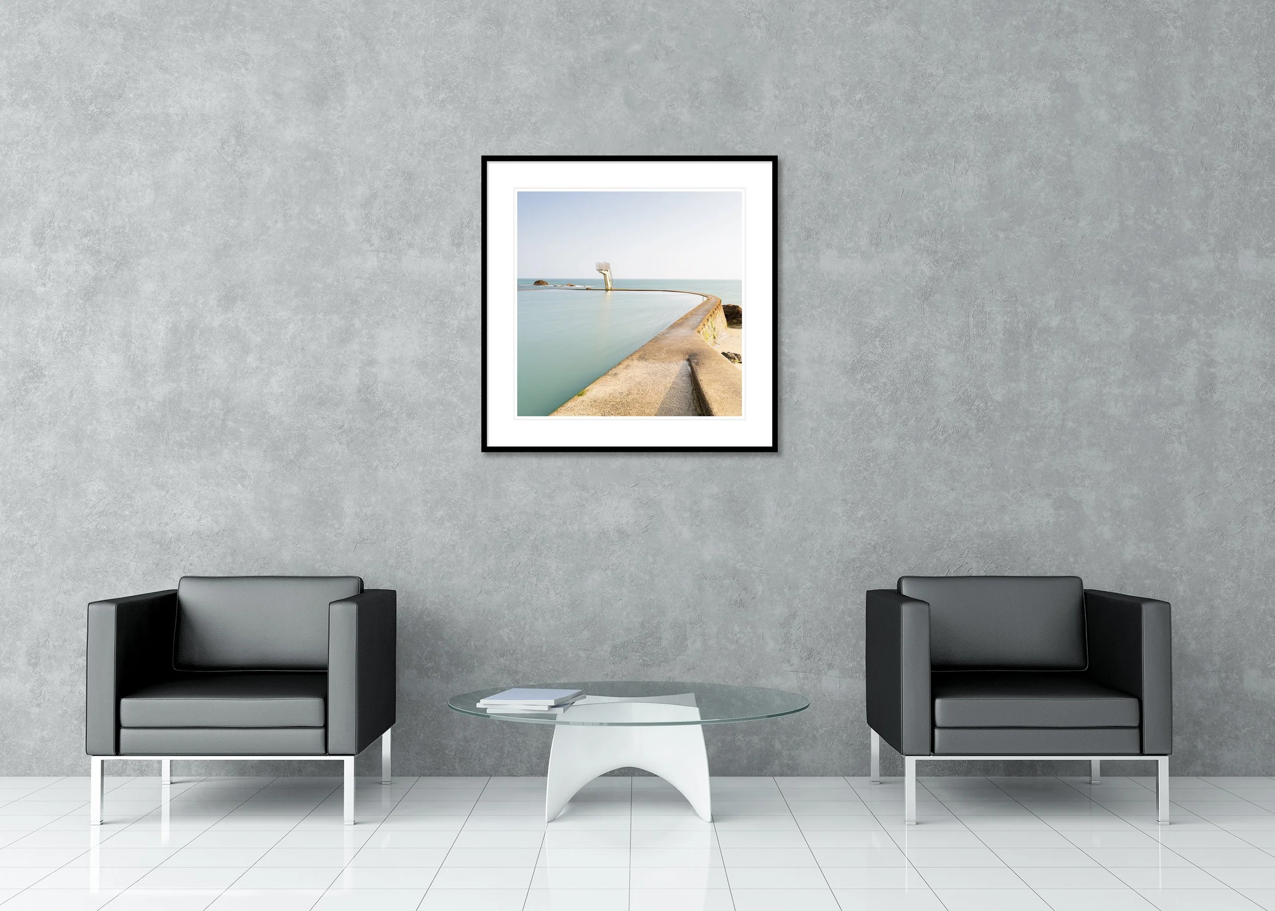 Seawater Swimming Pool Study 2 – France colour archival pigment print in a classic frame with white mount and anti-reflective glass