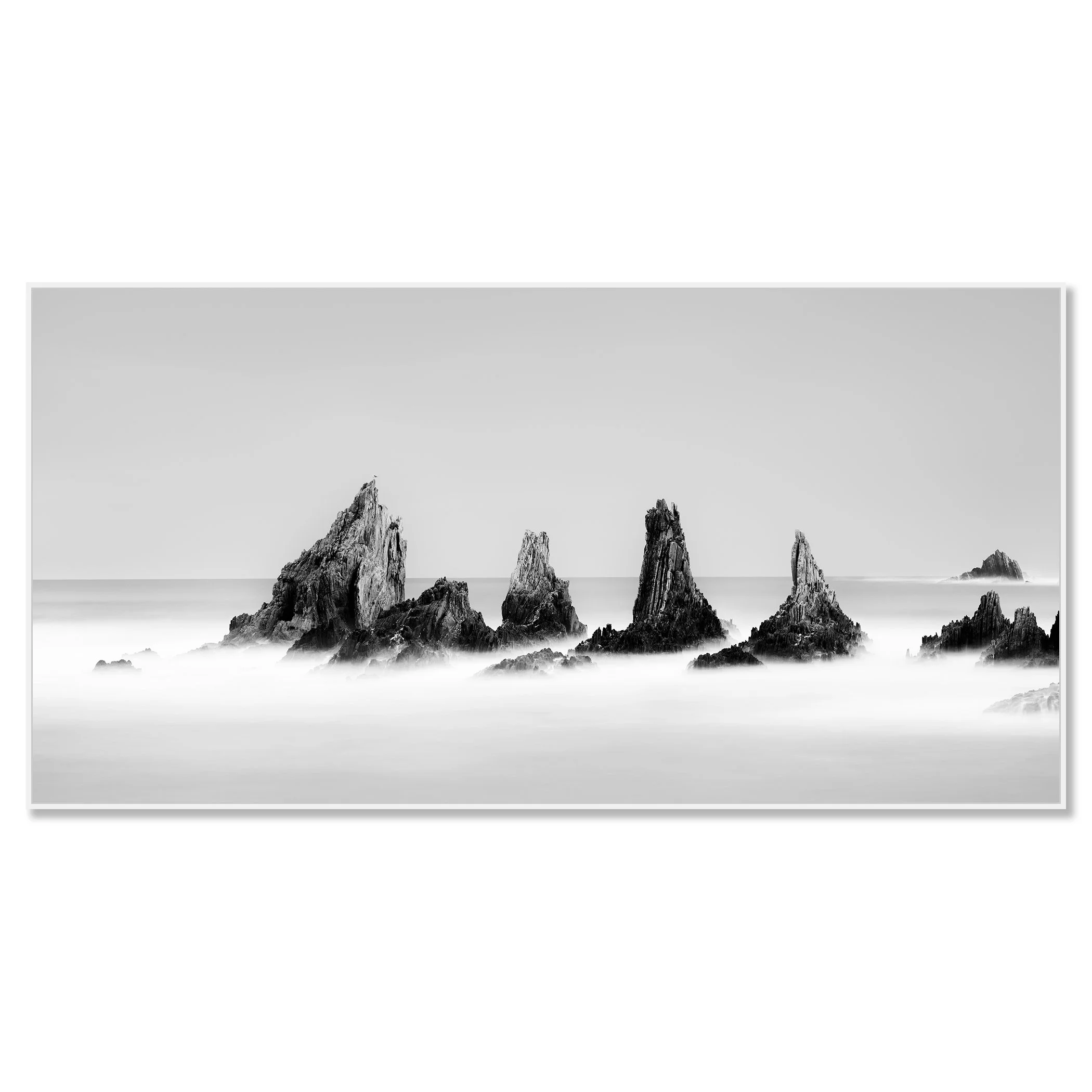 Rocky Peaks Panorama, Study 2 mounted on aluminium Dibond in a white ArtBox frame by Gerald Berghammer.