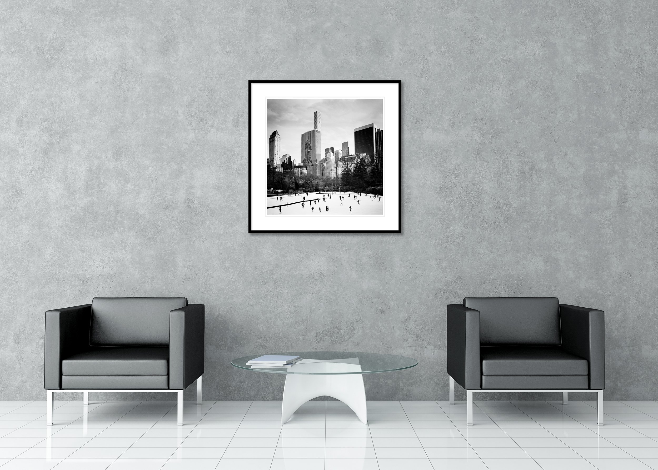 Dancing on Ice black-and-white archival pigment print in a classic frame with white mount and anti-reflective glass