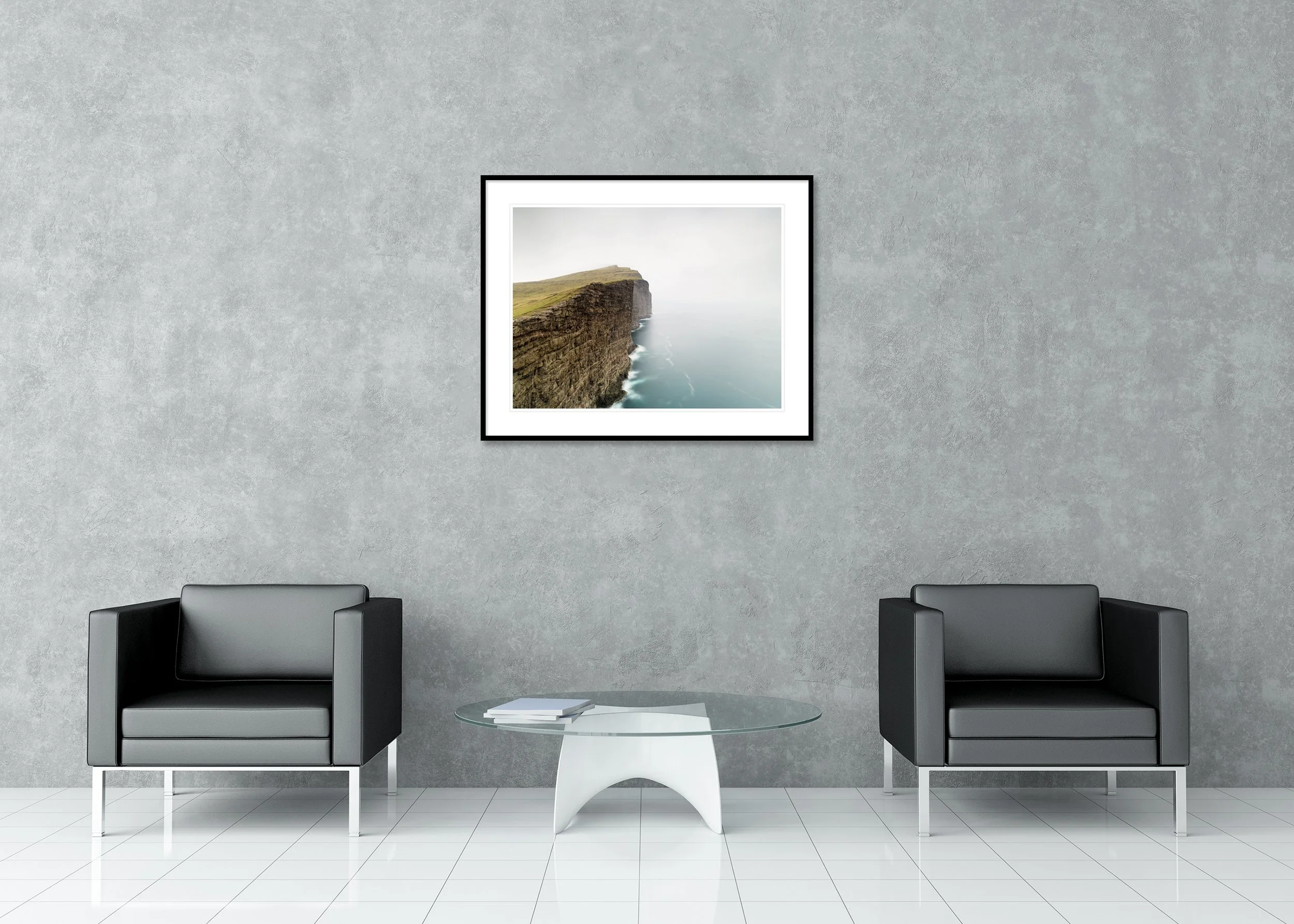 Trælanípa, Slave Cliff Study 1 – Faroe Islands, colour archival pigment print in a classic frame with a mount