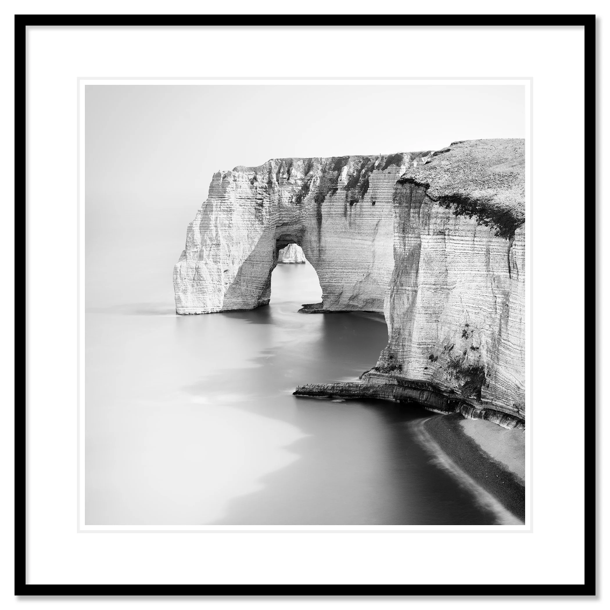 Alabaster Coast Study 1 by Gerald Berghammer, black-and-white archival pigment print in a black aluminium frame with white mount.