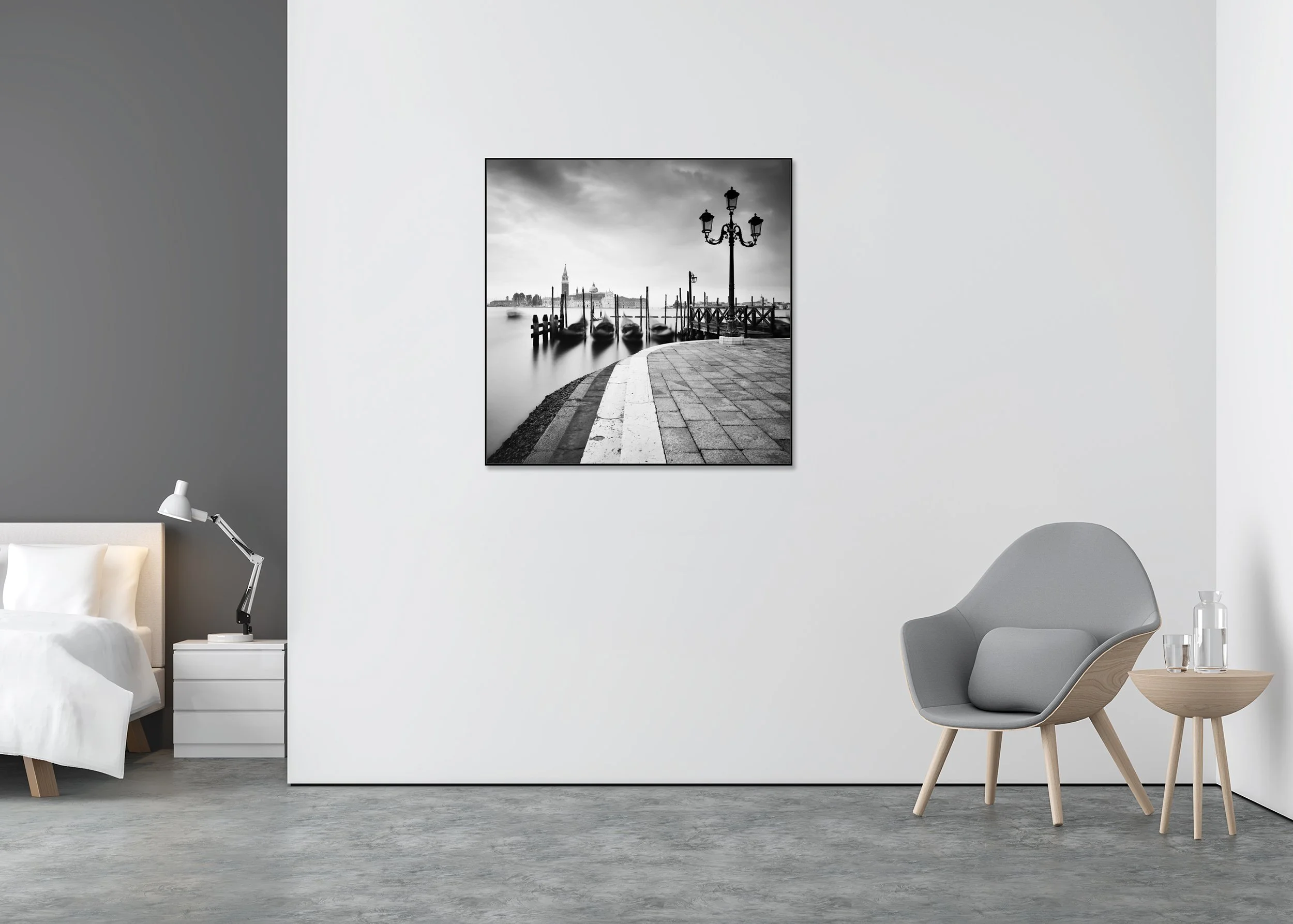Basilica di San Giorgio Maggiore Study 2 – Venice, Italy, black-and-white fine art photo print mounted to Dibond in an aluminium ArtBox